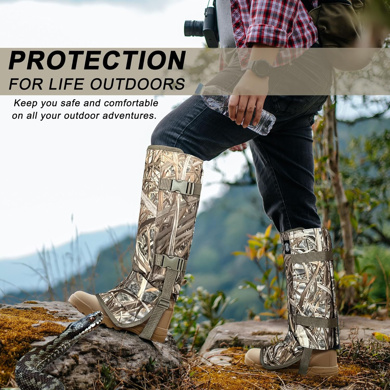 MYDAYS OUTDOOR Snake Gaiters for Hunting, Snake Chaps, Snake Guards for Legs, Snake Bite Protection for Lower Legs,Snake Proof Boots for Men Women - Reed Pattern image number 3