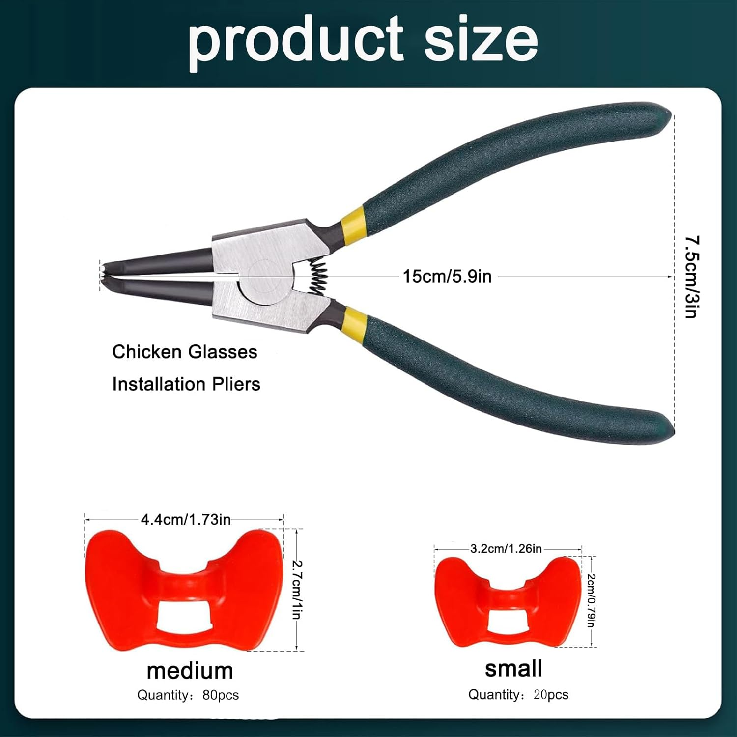 100Pcs Chicken Anti-Pecking Eye Glasses with Install Pliers, Poultry Blinders for Pheasants and Chickens, Peepers to Prevent Pecking Behavior image number 4