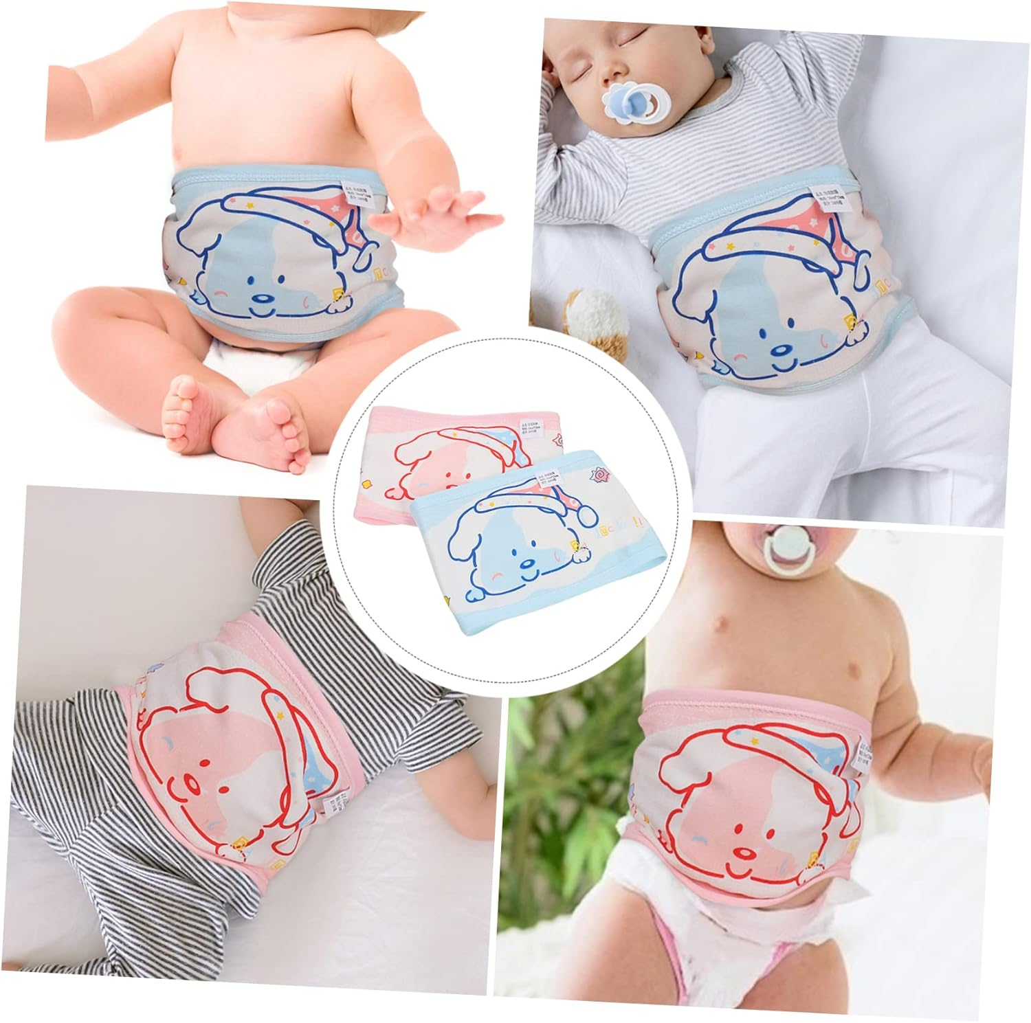 2Pcs Cotton Baby Navel Bands Newborn Belly Belts Soft Breathable Infant Belly Band Set for Newborns Pink and Blue Baby Protection and Comfort image number 6