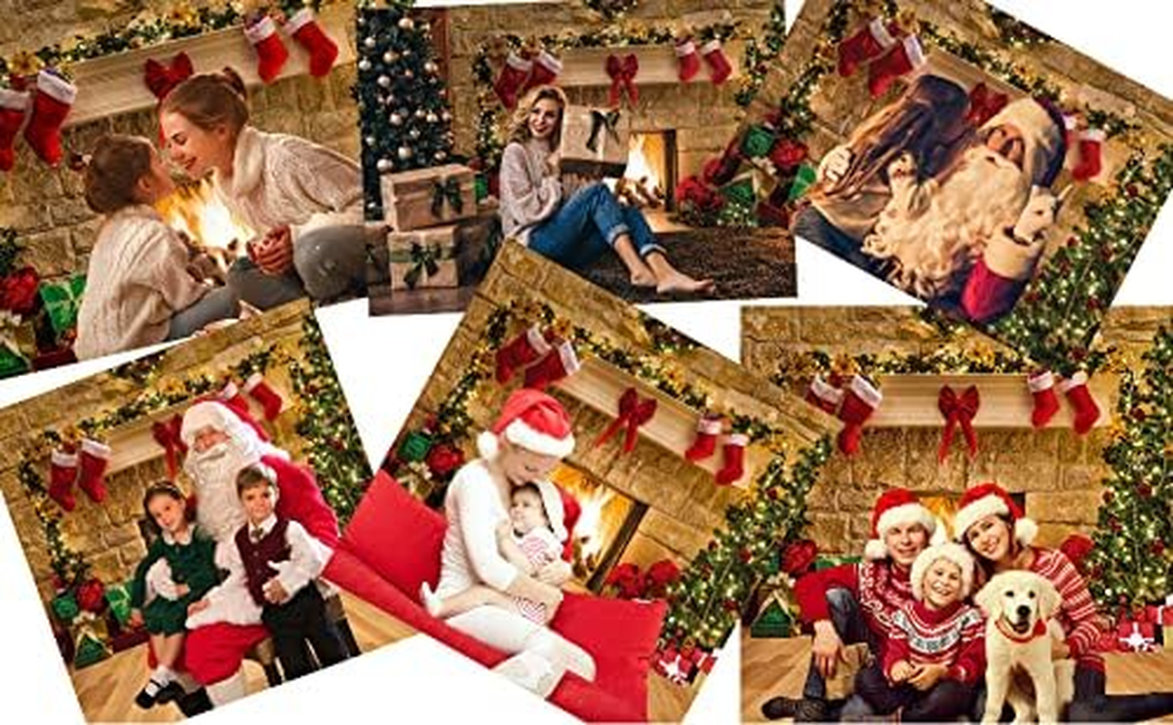 LYWYGG 10X8Ft Christmas Background Fireplace Background Christmas Trees Background Christmas Dinner Background Fabric Family Party Decorations Eve Fireplace Photography Background CP-282-1008 image number 3