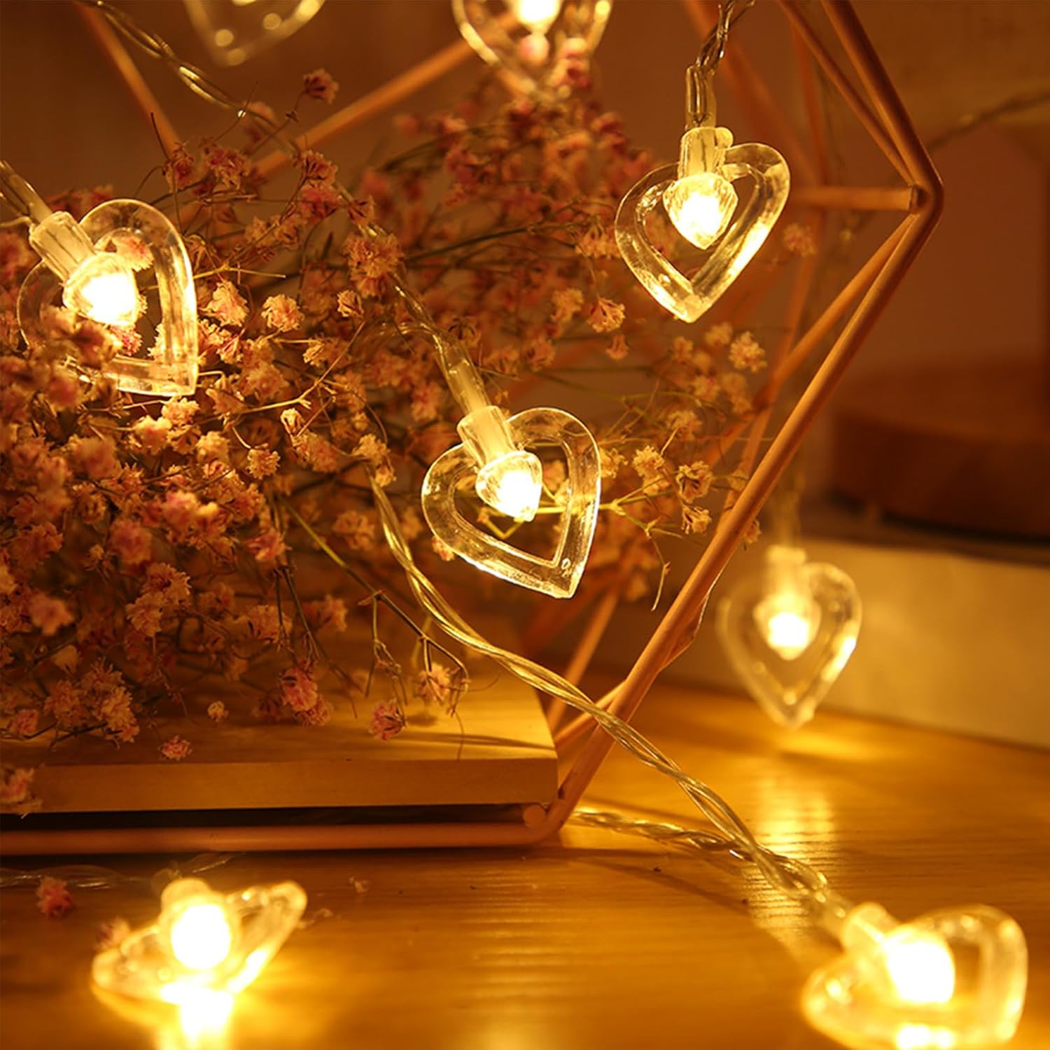 ALEGRE Fairy Lights Hearts, 3 M 20 LED Valentine'S Day Heart-Shaped Fairy Lights Battery, Fairy Lights Hearts Indoor, Valentine'S Day Decoration, Heart Fairy Lights for Christmas, Wedding, Anniversary