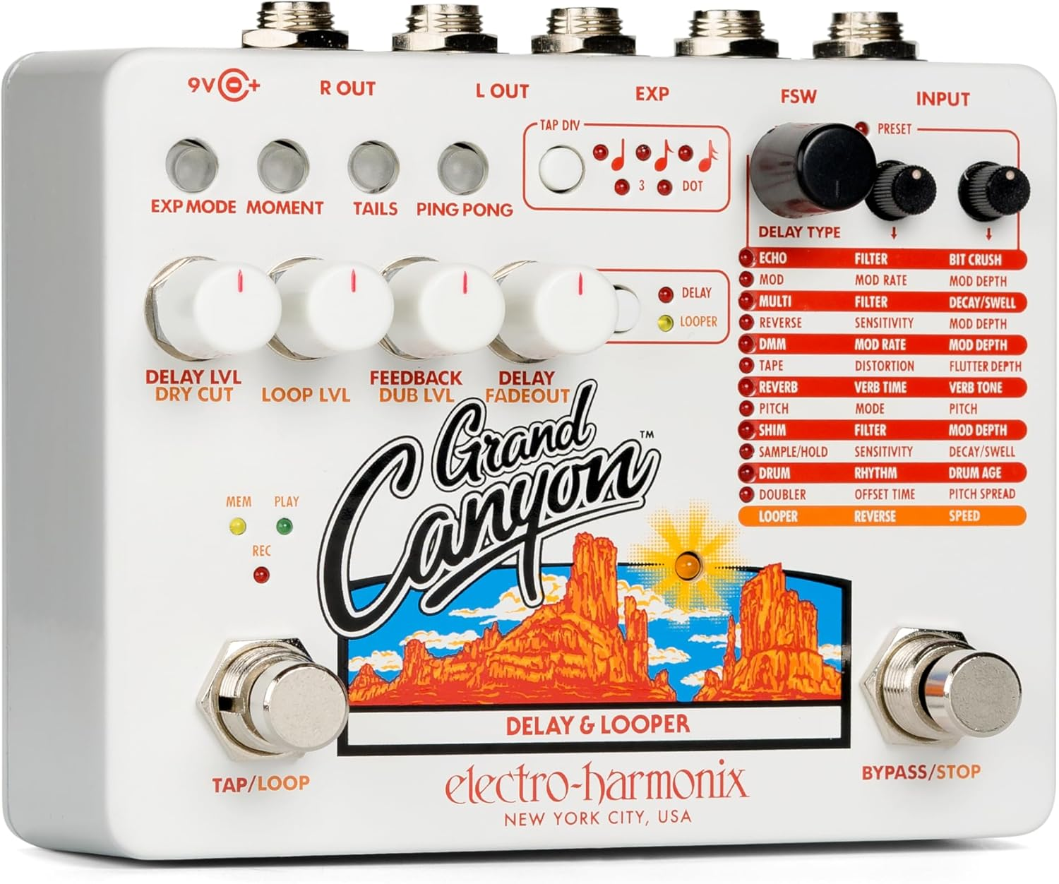 Electro Harmonix Grand Canyon Multifunction Delay & Looper Pedal W/Power Supply image number 4