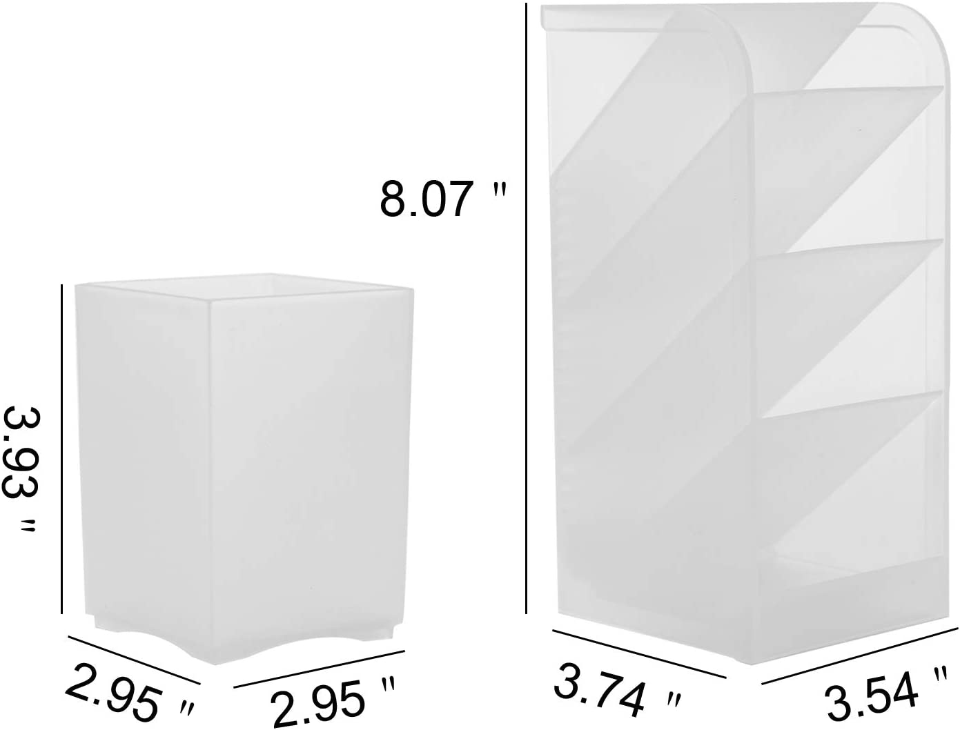 Ctcwsh YAOYUE Large Size Durable Strong Set of 5Pcs Desk Pen Organizer - Pen Holder Cup Makeup Marker Pencil Storage for Office School Home Supplies Teacher Translucent White Color - White image number 6