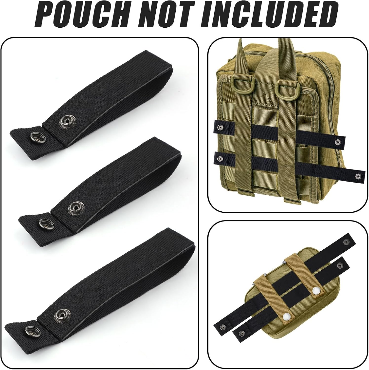 8Pcs MOLLE Straps,Molle Ribbon Straps Nylon MOLLE Fastener Strap Heavy Duty Snap Strap Buckle Fastener Molle Panel Connectors for Camping Hiking Backpack Molle Accessories image number 4