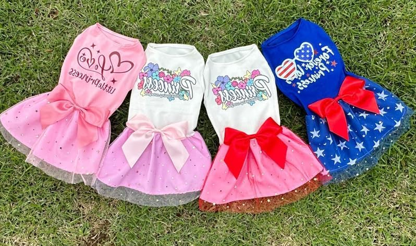 Birthday Dog Tulle Dress - Dog Clothes Holiday Festival Dogdresses Puppy Party Costumes Doggie Shirts Cat Outfits (Pink, L) image number 2