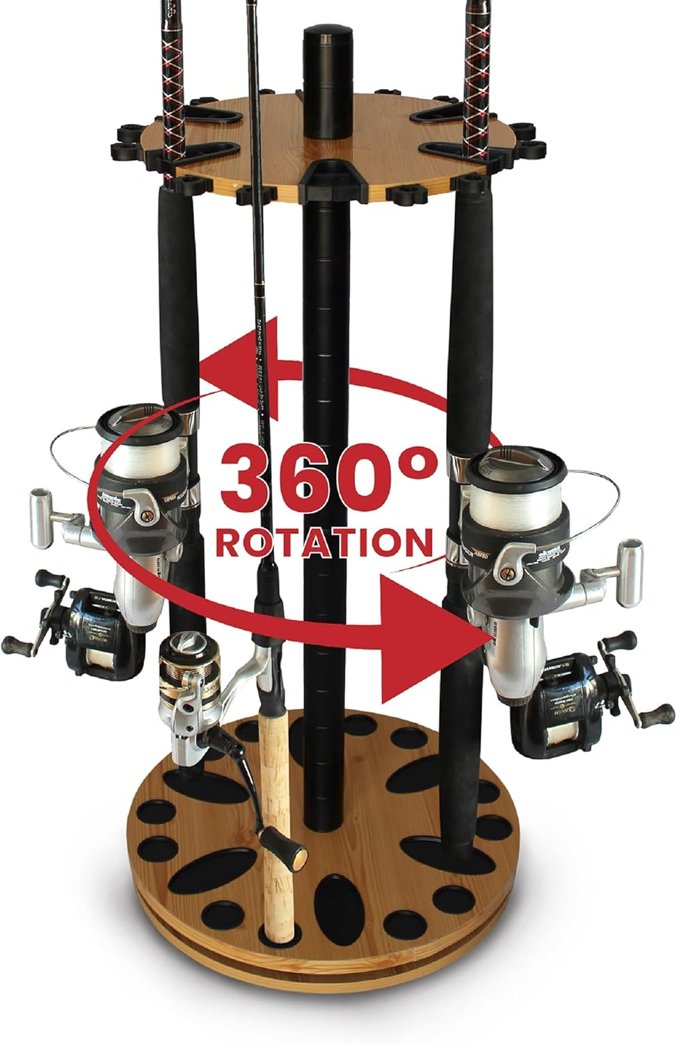 Rush Creek Creations 24 round Spinning Fishing Rod Rack - Fishing Pole Holder and Storage