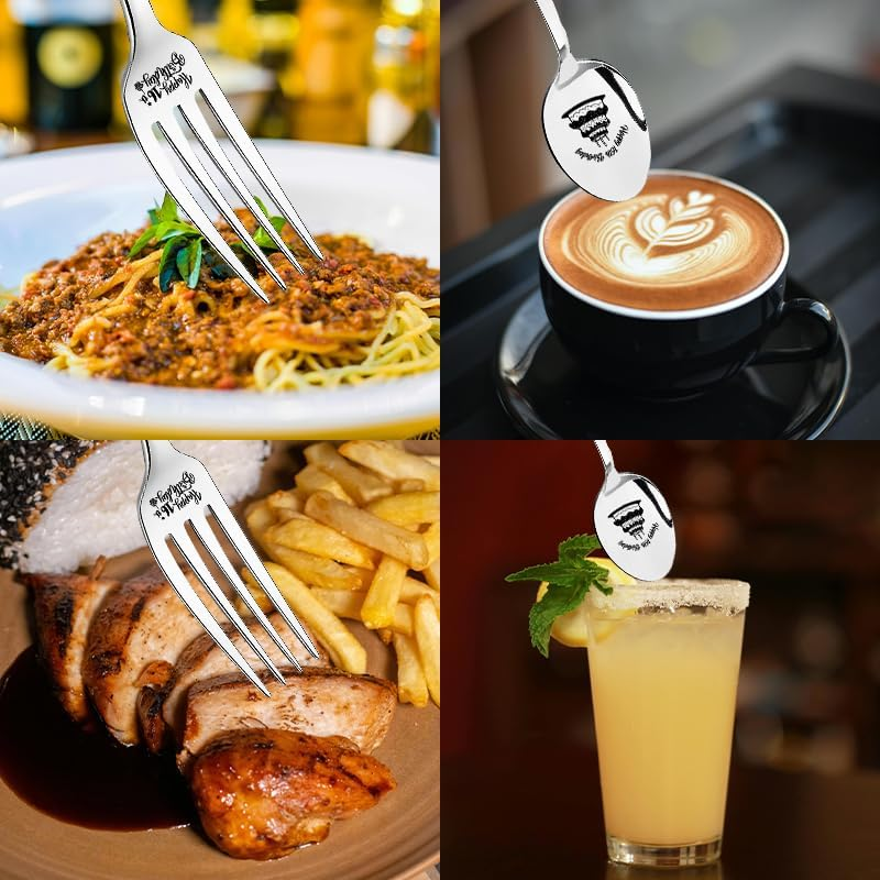 16Th Birthday Gifts for Daughter Son 16 Birthday Tableware for Granddaughter Grandson Sixteen Birthday Gifts for Nephew Niece 16 Year Old Birthday Presents for Girls Boys 16 Bday Gift Fork Spoon 2 Pcs image number 1