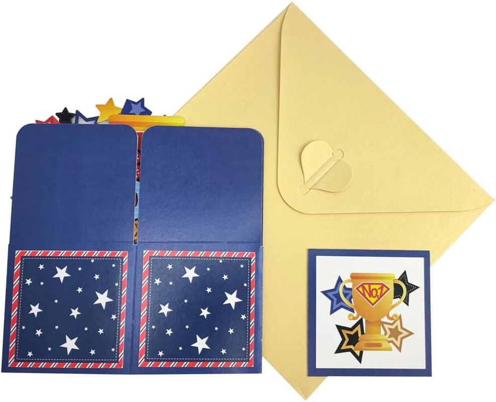 Suithink 3D Fathers Day Box Card，Pop up Father'S Day Greeting Card with Note Card and Envelope for Fathers Day Happy Dad Birthday Gift image number 1