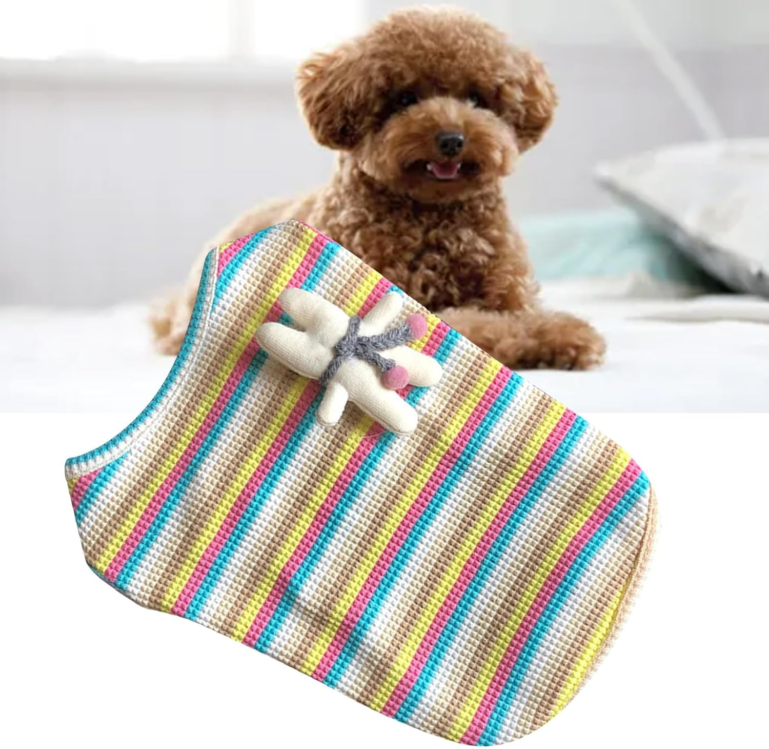 Dog Summer Vest, Stylish Cute Breathable Cat Cotton Striped Tank Tops, Dogs Breathable Sleeveless Vest Lightweight Soft Dog Cooling Vest for Daily Outdoor Travel Camping Walking(2Xl) - L image number 5