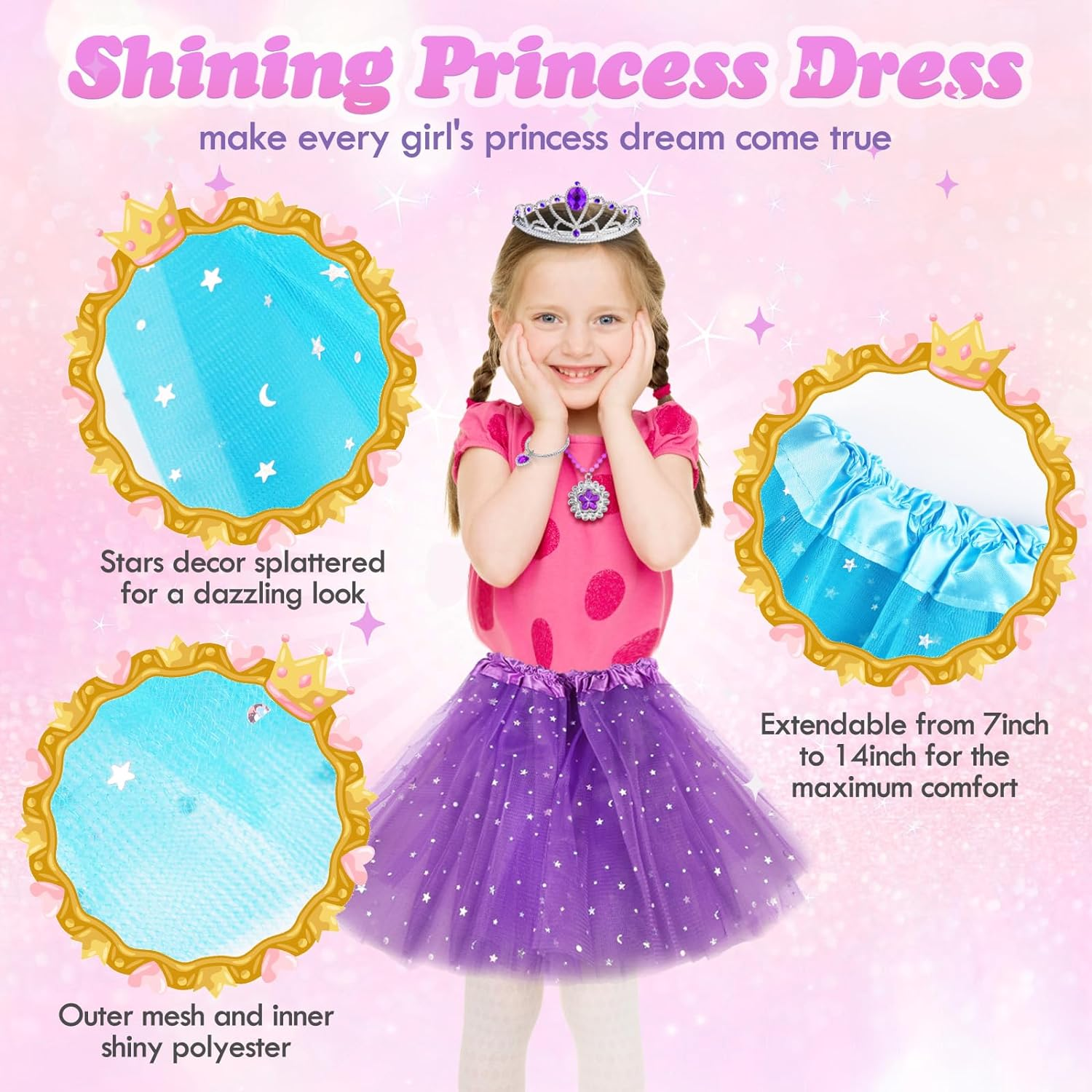 PELOSTA Princess Dress up Toys & Toddler Jewelry Boutique Kit,Princess Costumes Set of Color Skirts,Shoes,Crowns,Princess Accessories,Girls Pretend Role Play Party Favor,3 4 5 6 7 Year Old Girls Gift image number 2