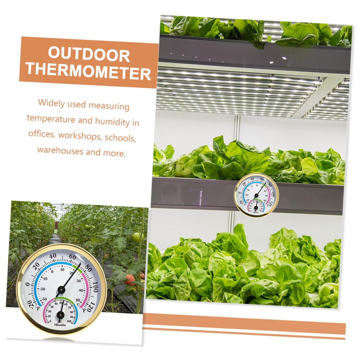 Alasum Indoor Outdoor Thermometer Hygrometer Wall-Mountable Mini Temperature Humidity Gauge Scale for Home Office Garden Kitchen image number 1