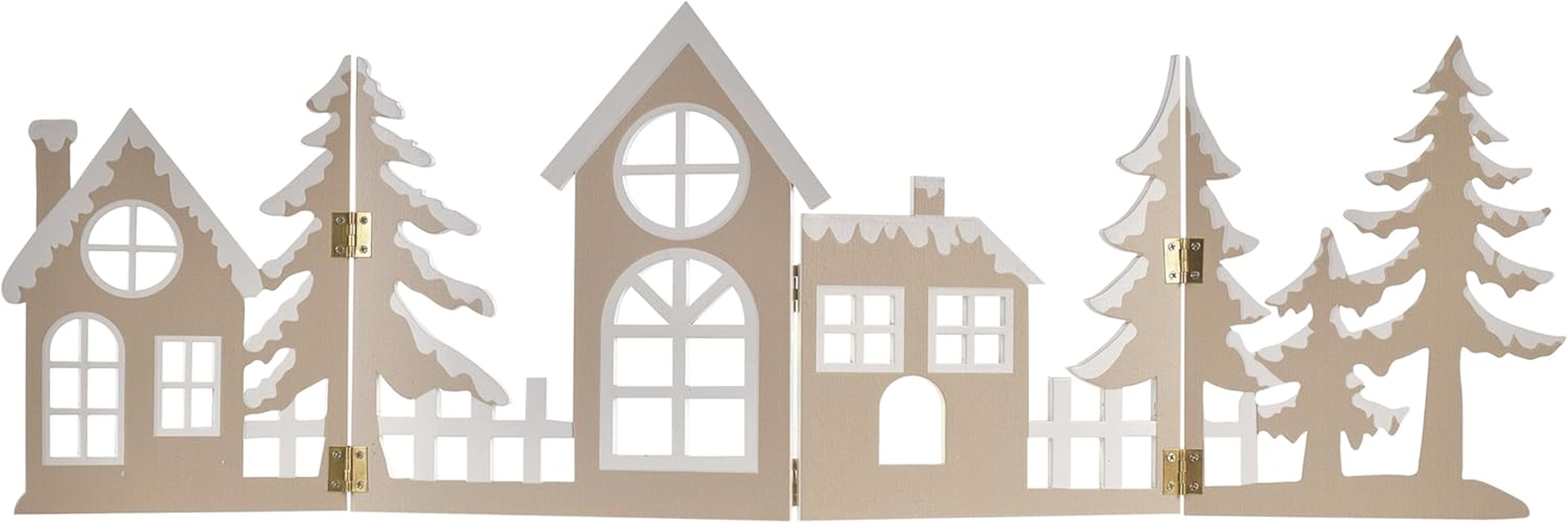 EMOS - LED Wooden Village, Foldable - Wooden Decoration with Village, Warm White - 6/18H Timer, 30Cm Cable, Battery Operated (2X AA) - Lifetime 10000 Hours - for Indoor Use - Natural Wood image number 1