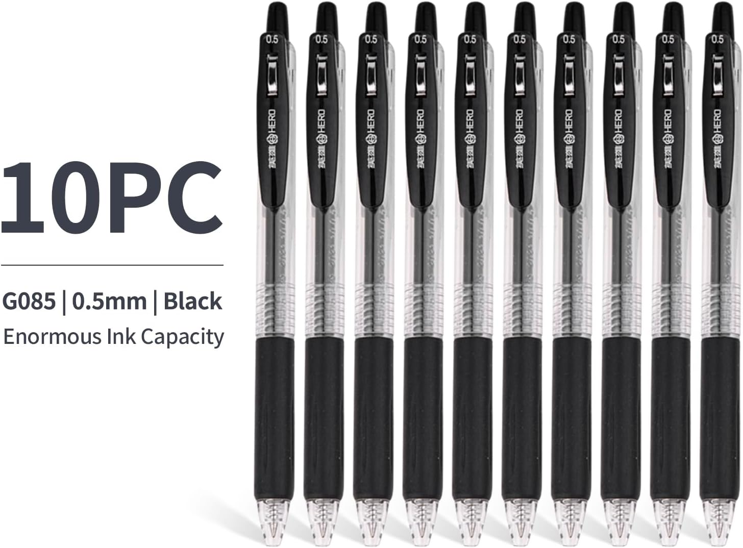 10 Pcs Retractable Black Gel Writing Rollerball Pens 0.5Mm Ballpoint Back to School Office Student Art Drawing Sketching Pens image number 3