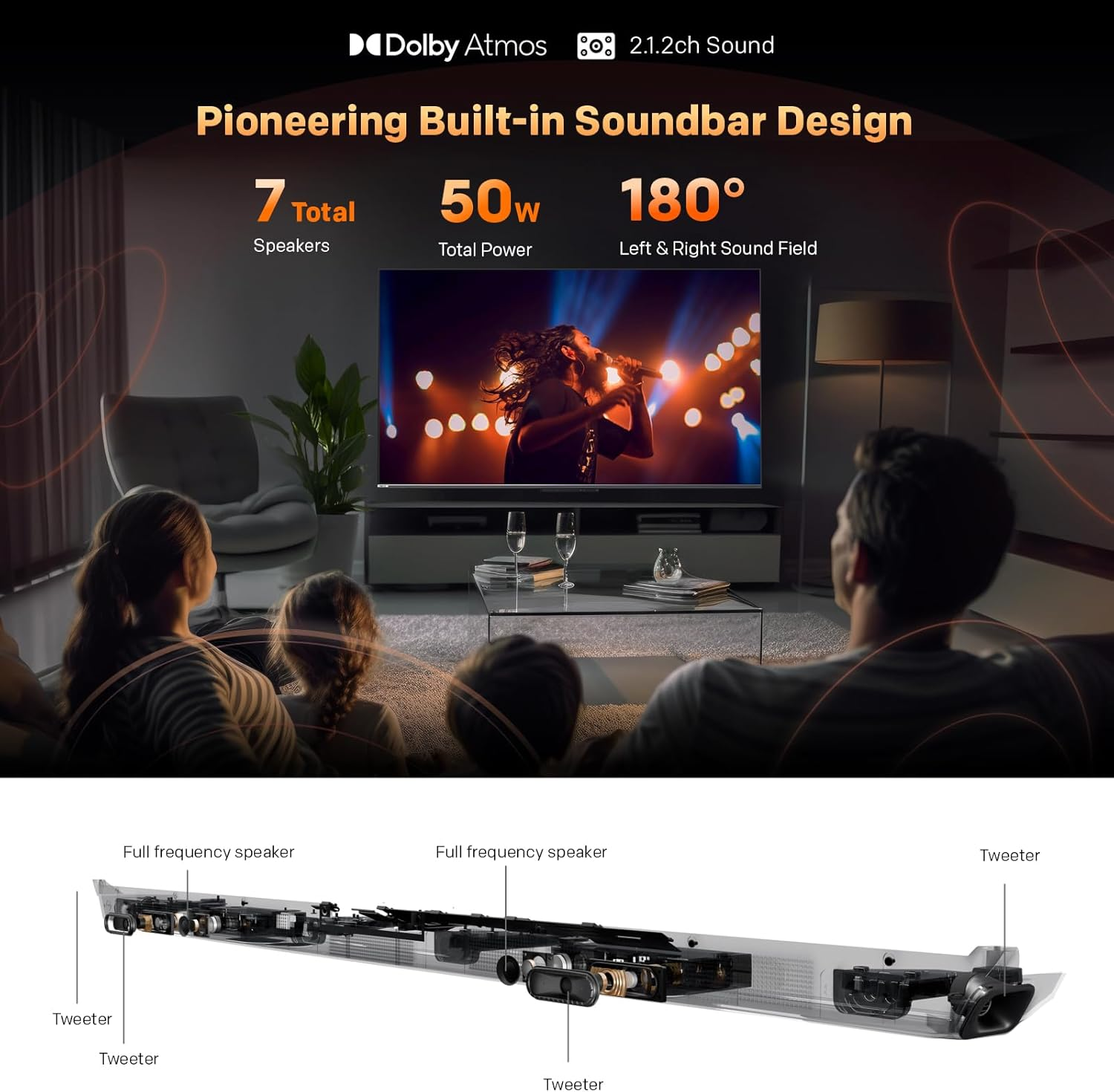 SKYWORTH 55" Q7700G QLED+ Magicsound Google TV, 144Hz UHD, 2.1.2 Sound, Built-In Subwoofer, Dolby Vision+Atmos, AI Picture Processor, Eyecare TV, Find-My Remote，Screen Casting image number 1
