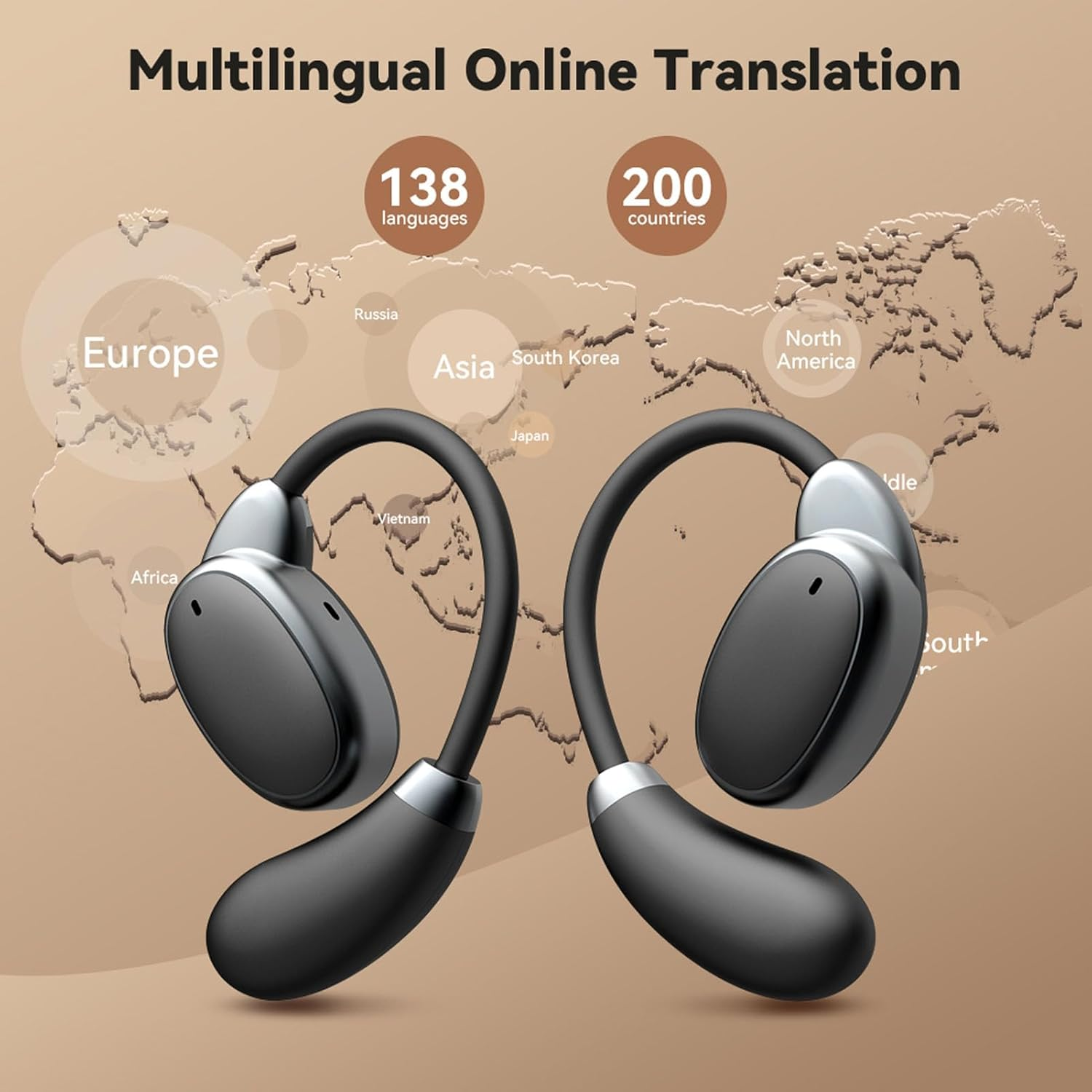 LICAEVEY 150 Languages Translation Earbuds, AI Real Time Translator Earbuds with No Subscription Fees, Bluetooth 5.4 Wireless Earbuds with Immersive Sound for Travel, Meetings image number 5