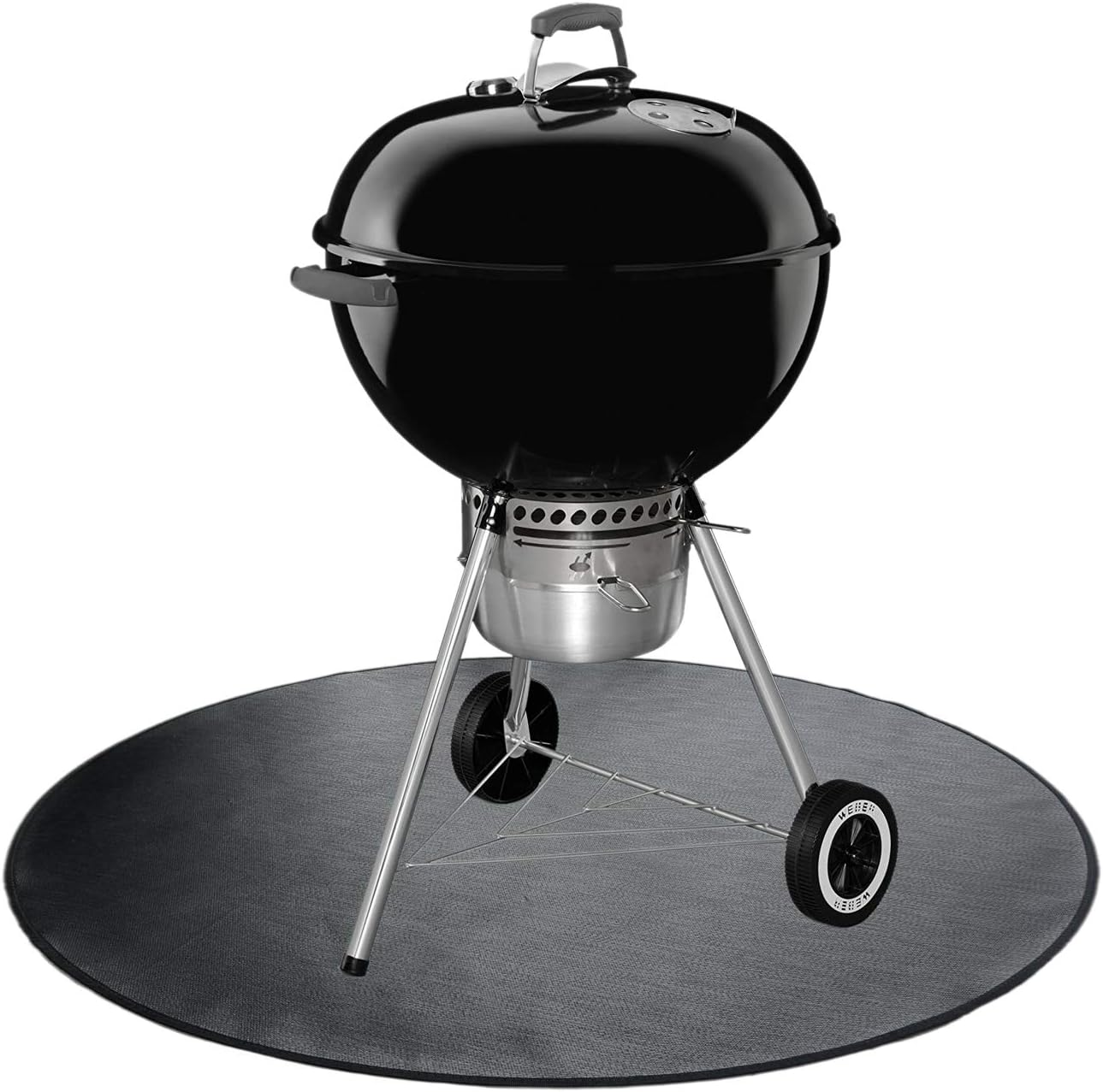 Round Ember Mat for under Grill Fire Pit, Fire Pits Mat for Deck, Flame Retardant Heat Resistant BBQ Gas Grill Air Fryer Protective Mat for Patio Lawn Ground Outdoor Campsite Firepfoof Pad Black (36")