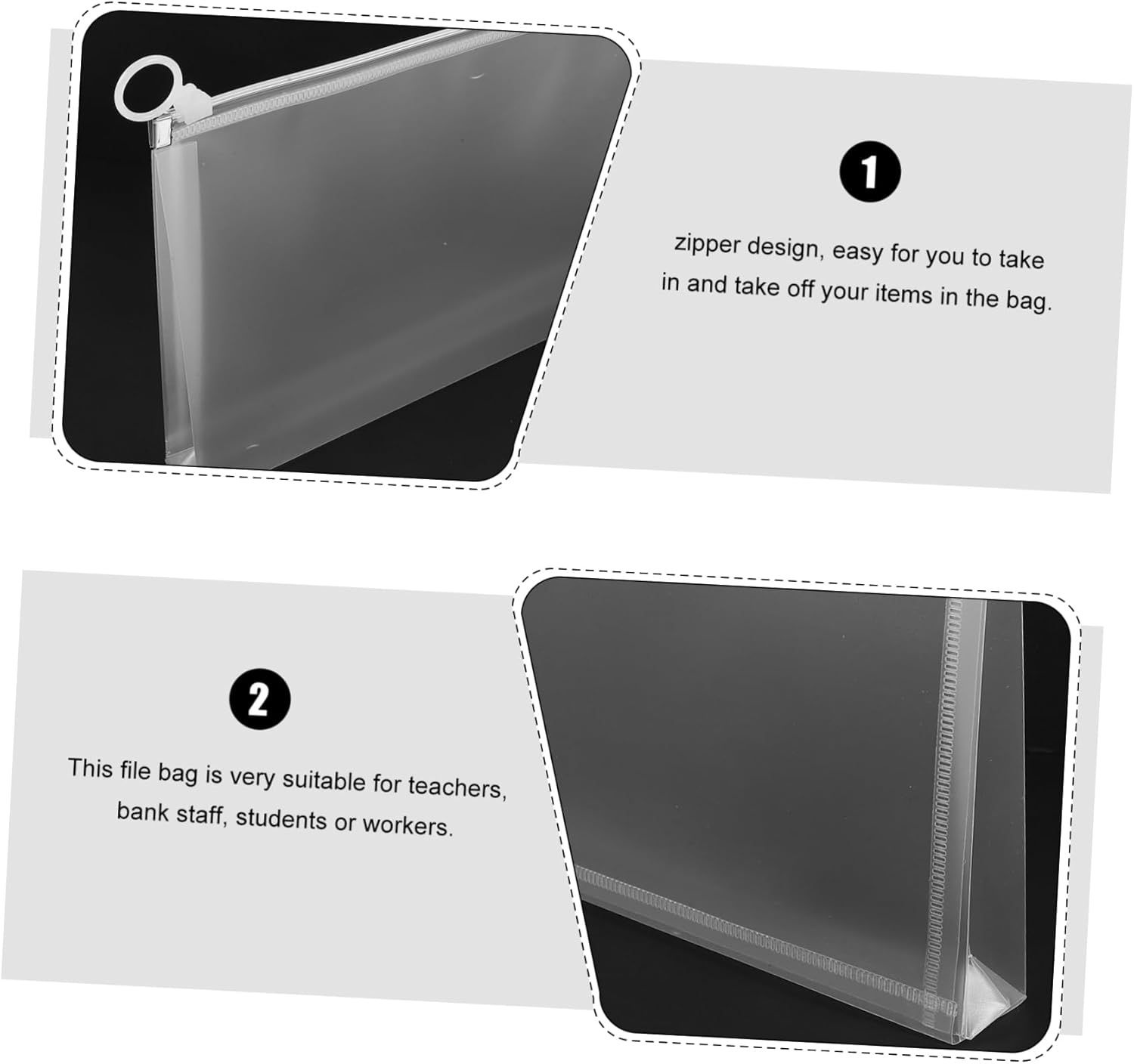 GARIOUANS Zipper File Storage Bags B5 Size Receipt Organizer Pouches with Zipper Money Bags for Cash Document Holder Set of 4 Frosted White Edge for Office and Travel image number 6