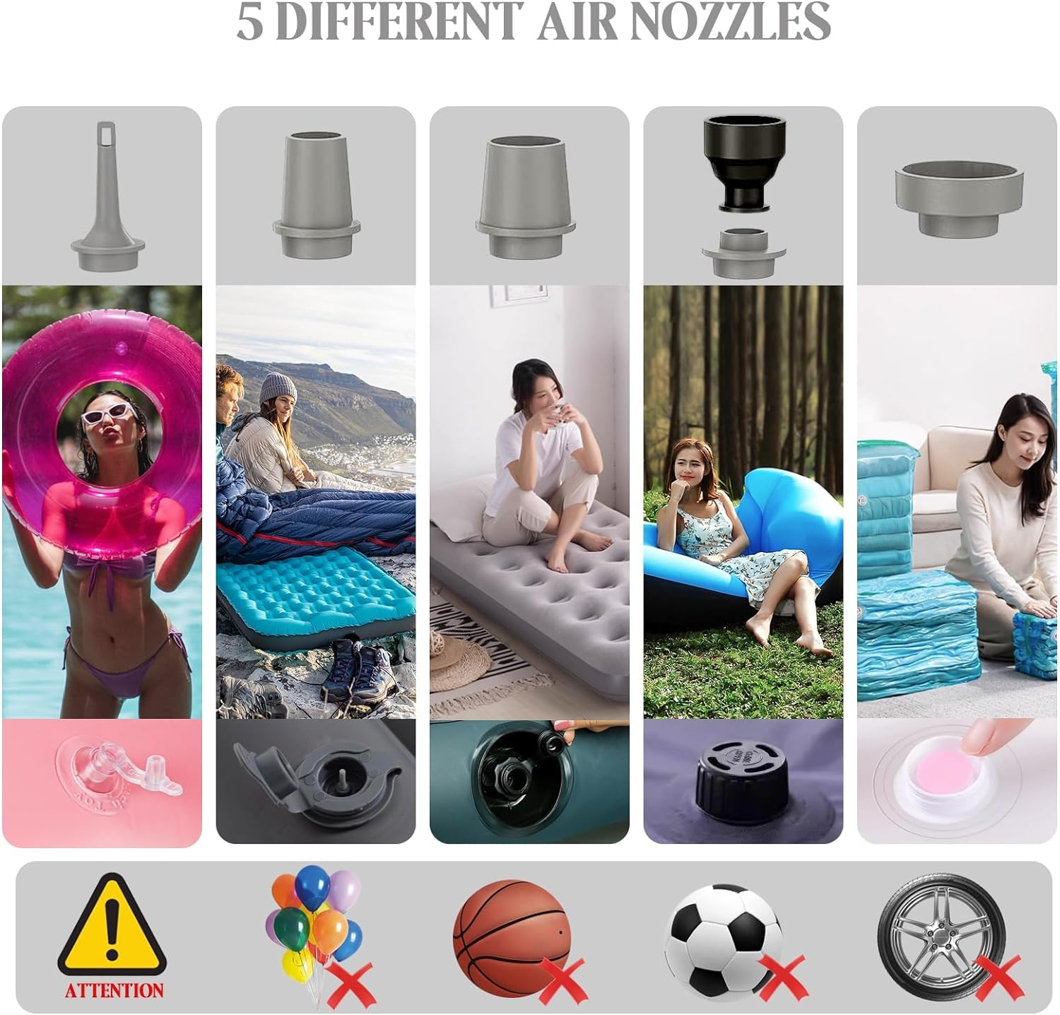 Portable Air Pump ，Ultralight Inflator with Led Light ，Quick Inflate Deflate for Air Mattress, Air Bed, Pool Toys, Floats, Swimming Ring, Vacuum Bags, Inflator image number 1