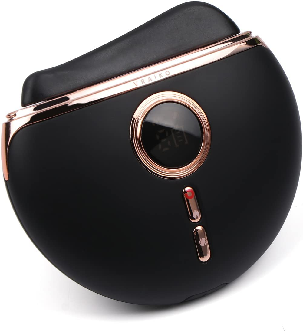 VRAIKO Eclipse Gua Sha Facial Tools, Face Sculpting Tool, Electric Face Massager with Heat & Vibration & 1000Mah Battery, Neck & Face Lift, Wrinkle and Puffiness Reduction & Promote Lymphatic Drainage (Black Gold) image number 4