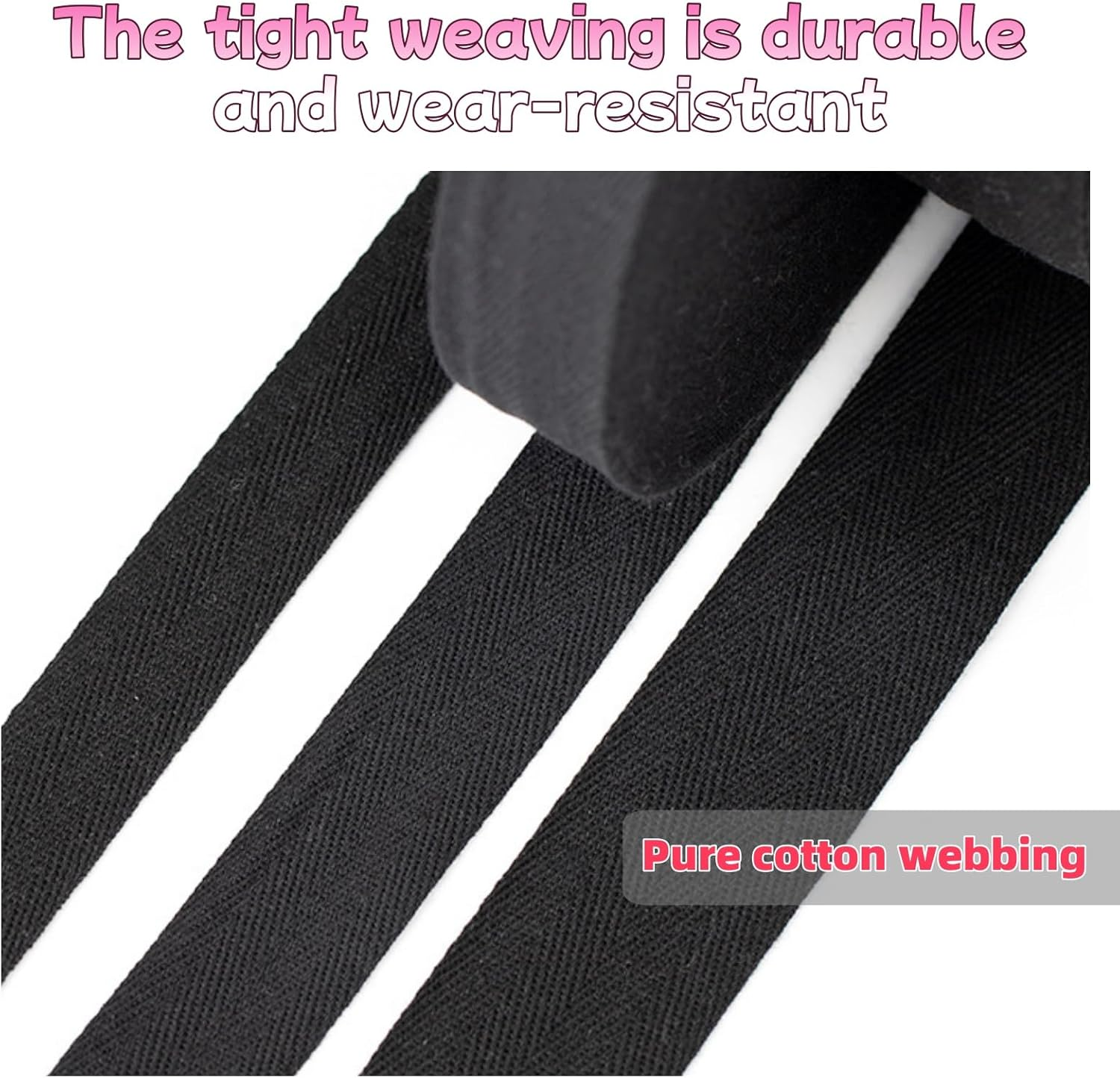 RJDJDLXM Black Cotton Herringbone Twill Tape - 45 Metre Roll, 20 Mm Wide for Sewing, Crafts and Home Decor image number 1
