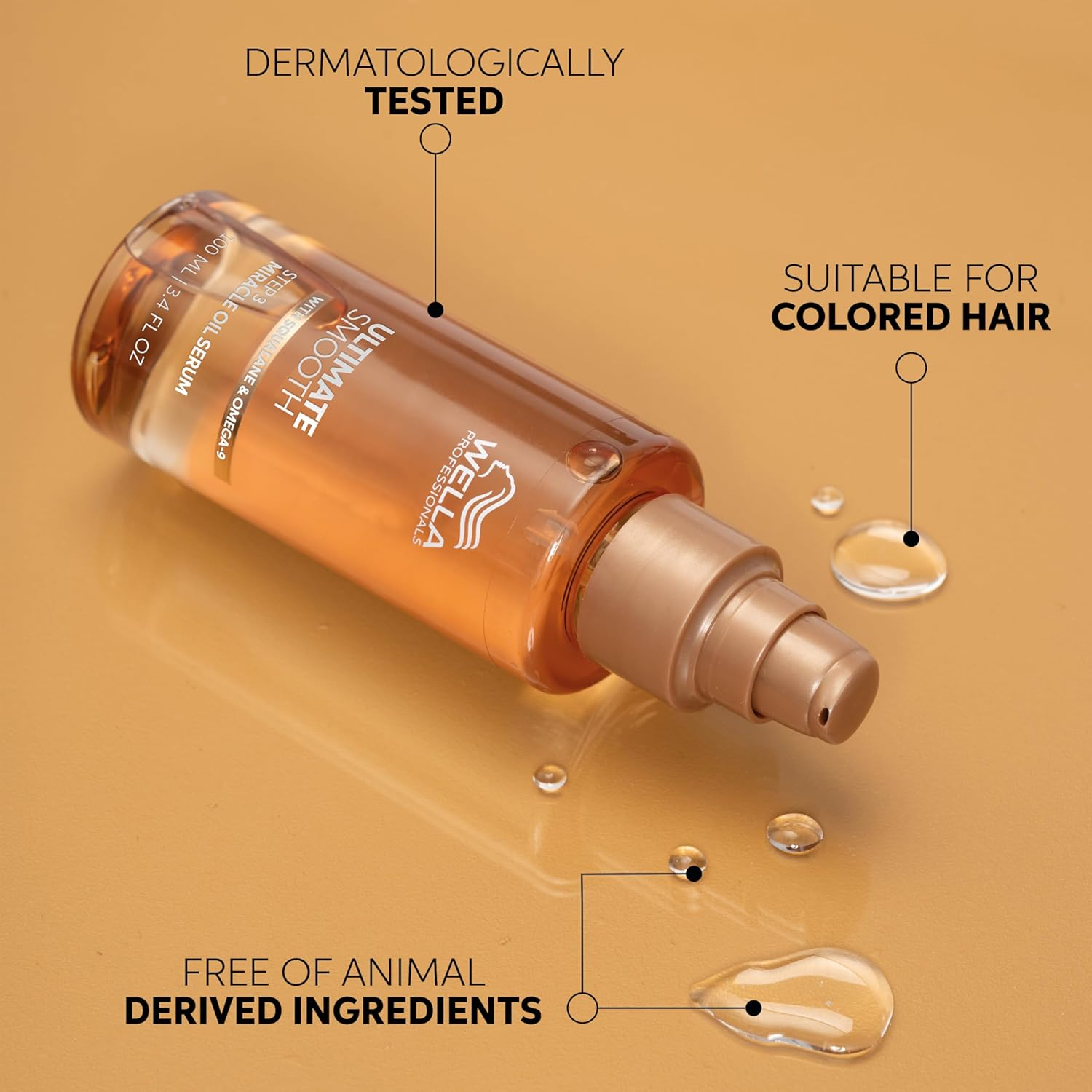 Wella Professionals ULTIMATE SMOOTH Miracle Oil Serum - Hair Oil with Squalane & Omega 9 - for Dry, Dull & Frizzy Hair (30Ml)