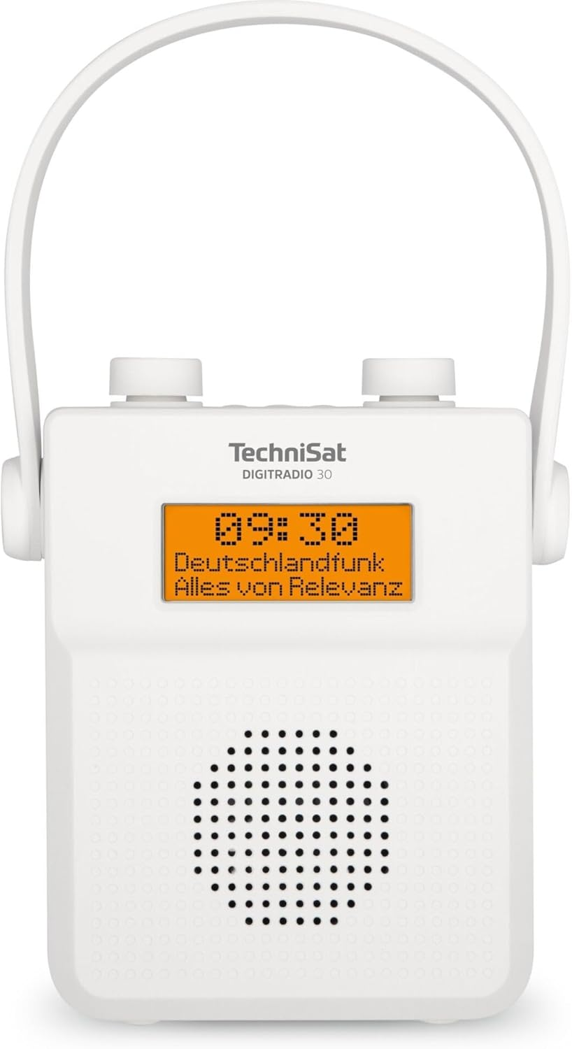 Technisat DIGITRADIO 30 Waterproof DAB+ Shower Radio (FM, DAB Digital Radio, Integrated Battery, Bluetooth, Waterproof According to IPX5, Alarm Clock, Favourite Memory, Headphone Connection) White image number 1