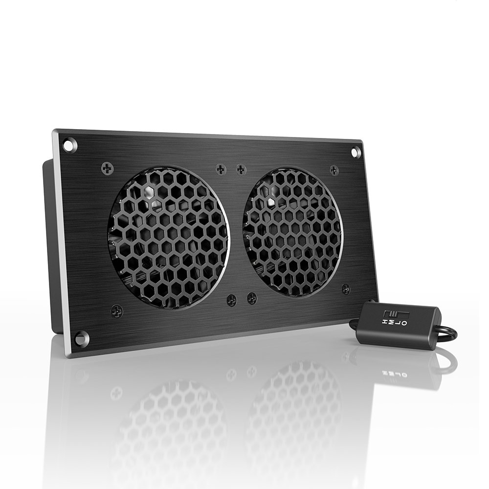 AC Infinity AIRPLATE S5 Quiet Cooling Fan System 8 with Speed Control for Home Theater AV Cabinets - Dual 80