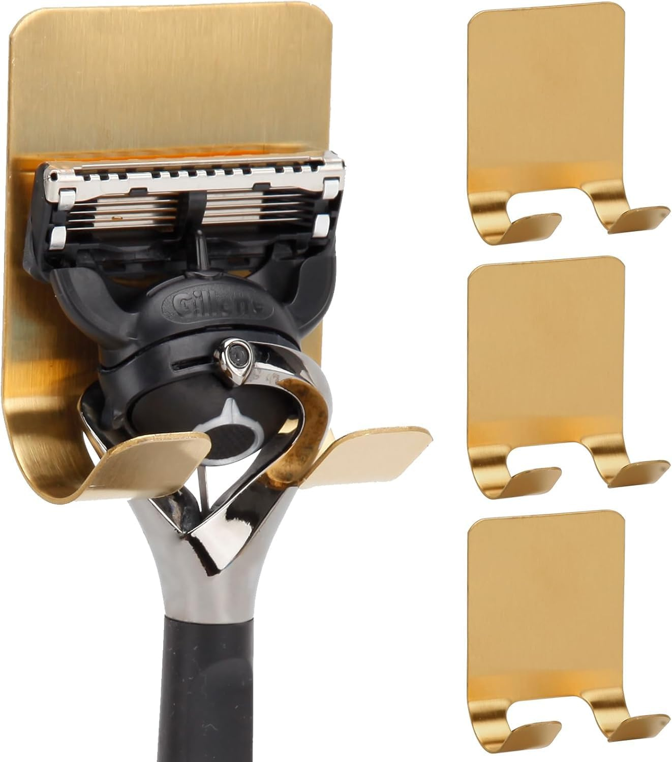 4 Pack Self Adhesive Hooks Waterproof Razor Holder in inside Shower, Metal Heavy Duty Utility Storage Hook.Towel. Loofah Holder for Wall.Hanger Hooks for Bathroom or Kitchen Organisation image number 6