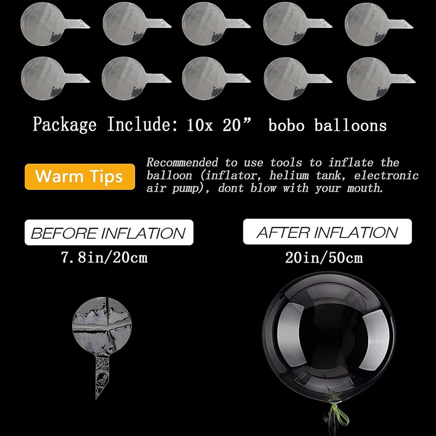 Bobo Balloons 10 Packs, 20 Inch Transparent Bubble Bobo Balloons for Christmas Wedding Birthday Party Decorations image number 1