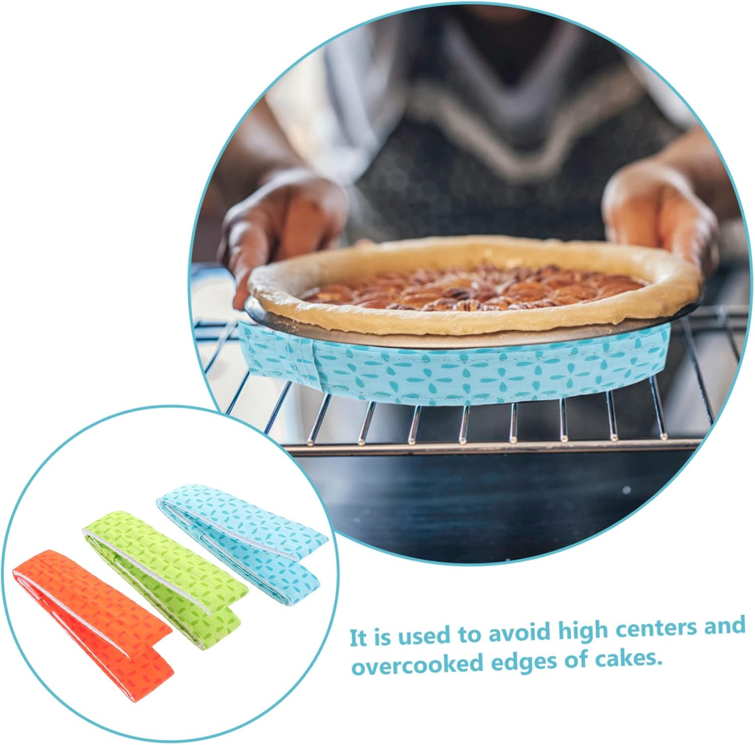 Alipis 3Pcs Tin Anti-Deformation Bake Even Strips Absorbent Thick Cake Strips Cake Pan Protector Wire Rod Cloth Tool Baking Tray Protection Strap Cloth Cake Pan Protection Strap, AUIA2U03XAYG7E5594019DSE3