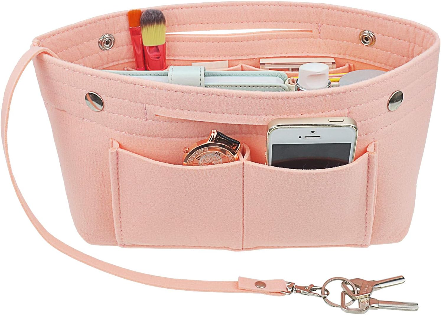 YIICOOLY Felt Tote Handbag Purse Organizer Insert Divider Shaper Bag in Bag, Light Pink, Large image number 3