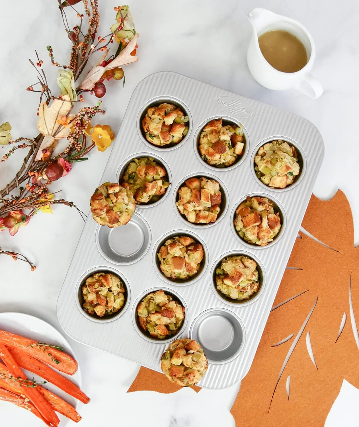 USA Pan Bakeware Muffin Pan, 12-Well, Set of 2, Aluminized Steel image number 2