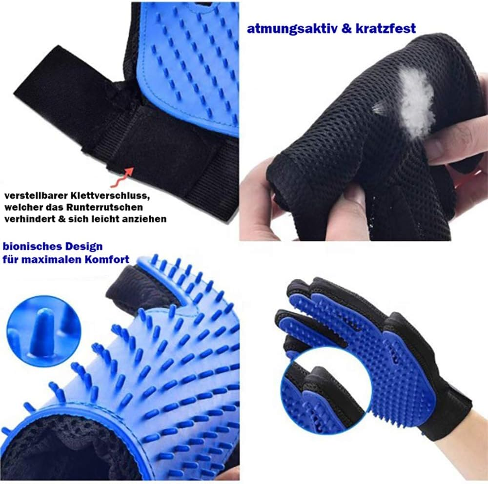 Premium Magic Brush Grooming Glove for Dogs, Cats and Horses, Pet Hair Remover, Practical Fur Changing Accessories, Brush for Removing Short and Long Animal Hair (Blue, Right) image number 7