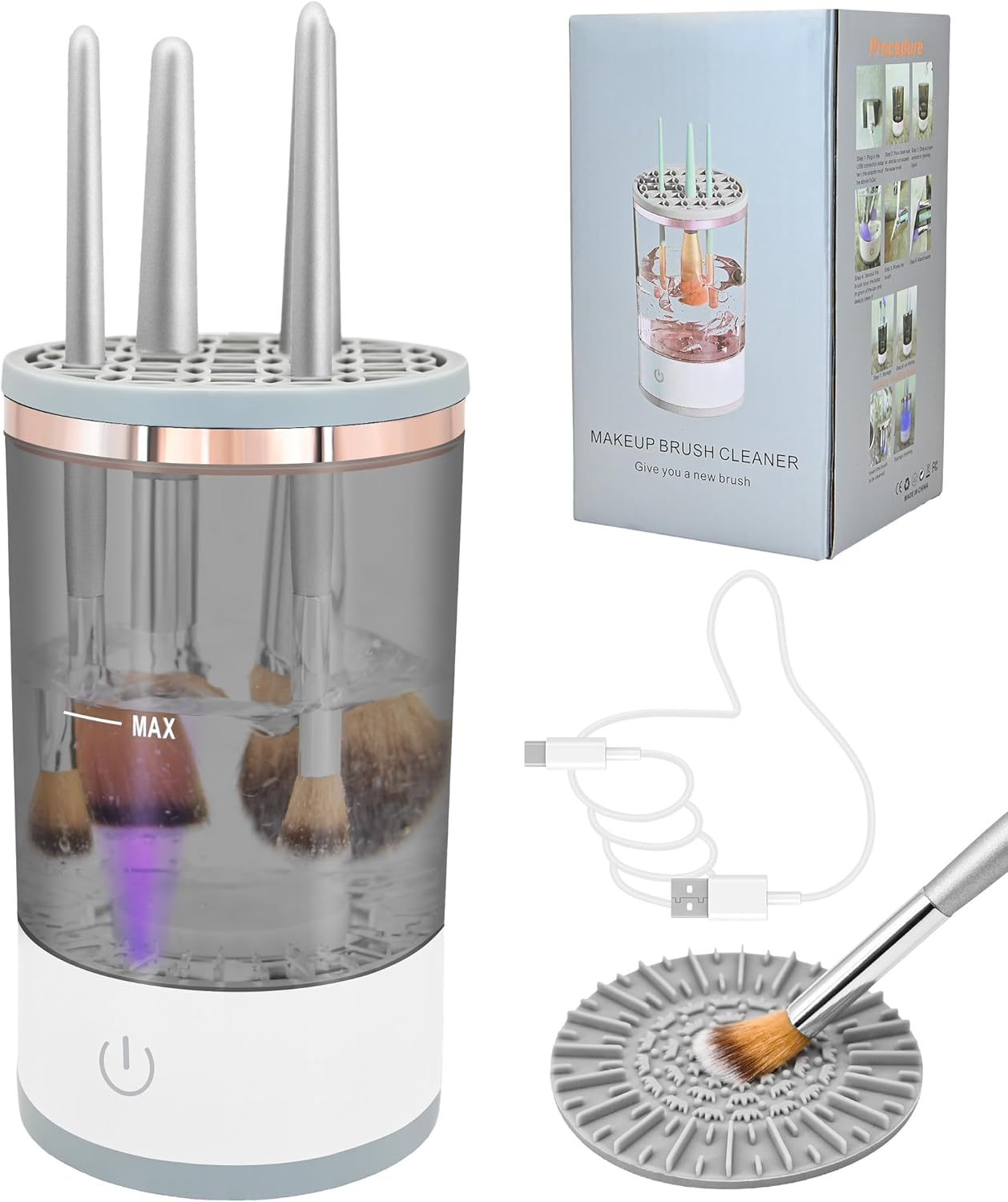 YBVABE Electric Makeup Brush Cleaner and Dryer &ndash; Rechargeable Automatic Brush Cleaning Machine for Deep Cleaning and Fast Drying All Types of Makeup Brush Types image number 3