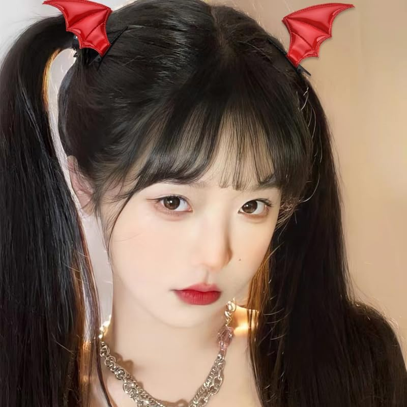 Bat Wings Hair Accessories Halloween Headband for Girls Red Bat Wings Hair Clips for Halloween Cosplay Costume Devil Bat Headbands Headpieces for Bat Barrettes for Women Halloween Party Decorations image number 5