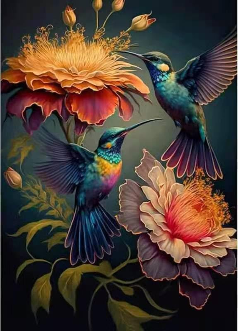 Diamond Painting Kits for Adults, 5D Diamond Art Painting Hummingbird Art for Adult,Diy Full round 5D Diamond Drill Kit,Gem Art Craft Home Decor,Wall Painting Kit 16X12 Inch image number 3