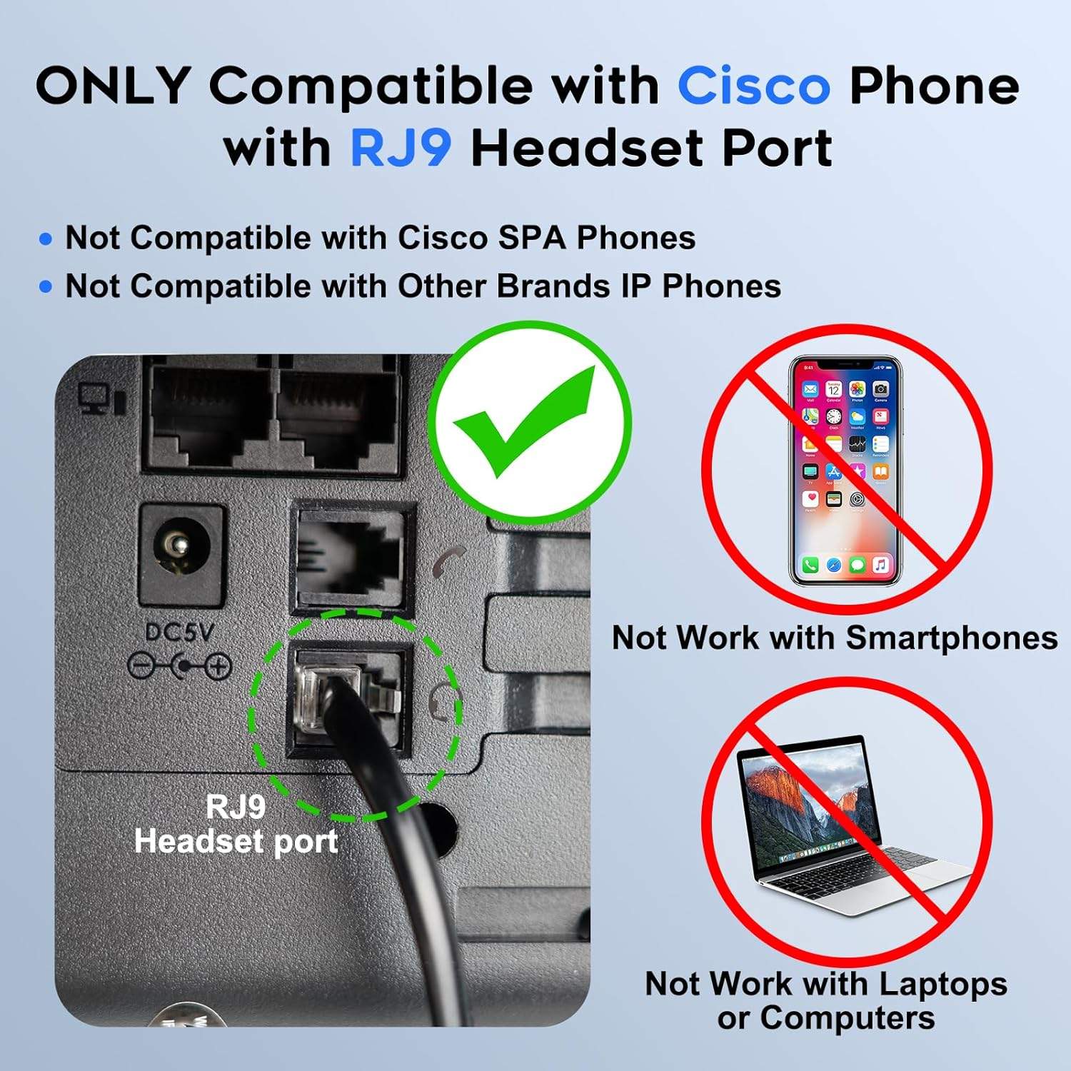 Cisco 7821 Headset with Microphone - RJ9 Telephone Headset for Landline Phones 8811 8845 8945 7841 7945 7941 7925 7962 - Mono Headset for Cisco Only image number 1