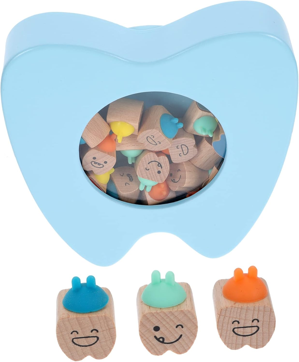 ERINGOGO Tooth Keepsake Box Wooden Tooth Storage Organizer Adorable Design for Preserving Childhood Memories Boys