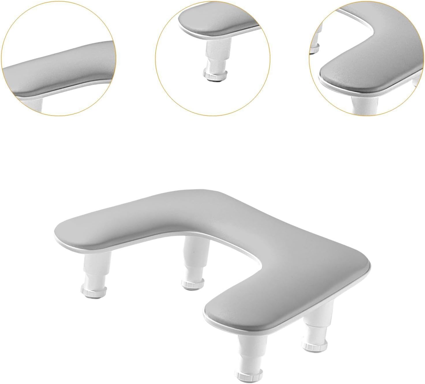 "Abbraccia" U Shape Nail Arm Rest Stand Soft Portable Comfortable Professional Arm Support Nail Hand Pillow for Home DIY, Grey image number 6