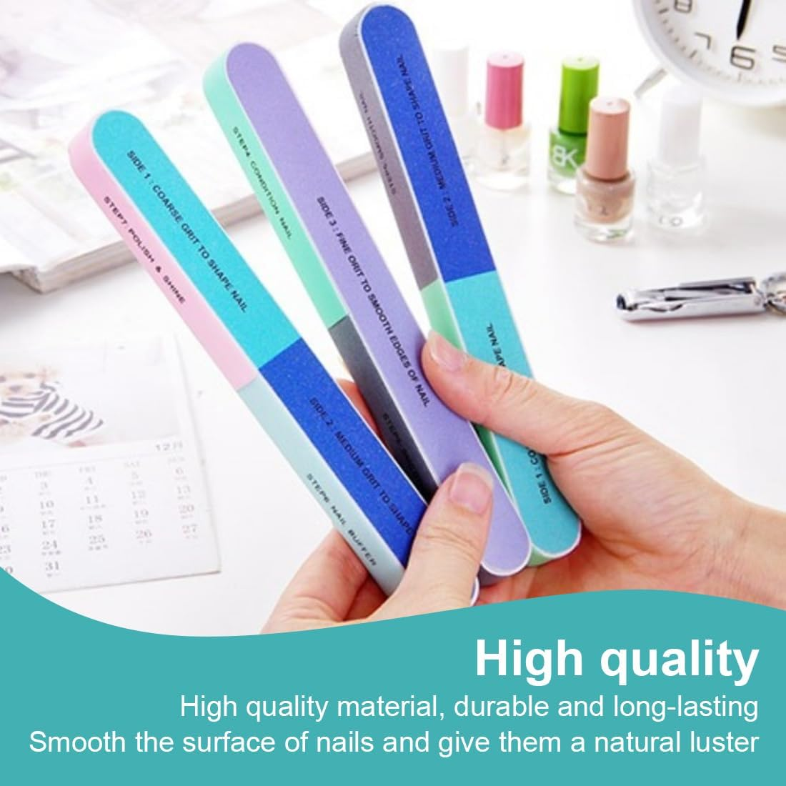 SGERUFZ Pack of 8 Multifunctional Multidimensional Nail Polishing File and Buffer for Natural Nails and Nail Salons (Coloured) image number 4
