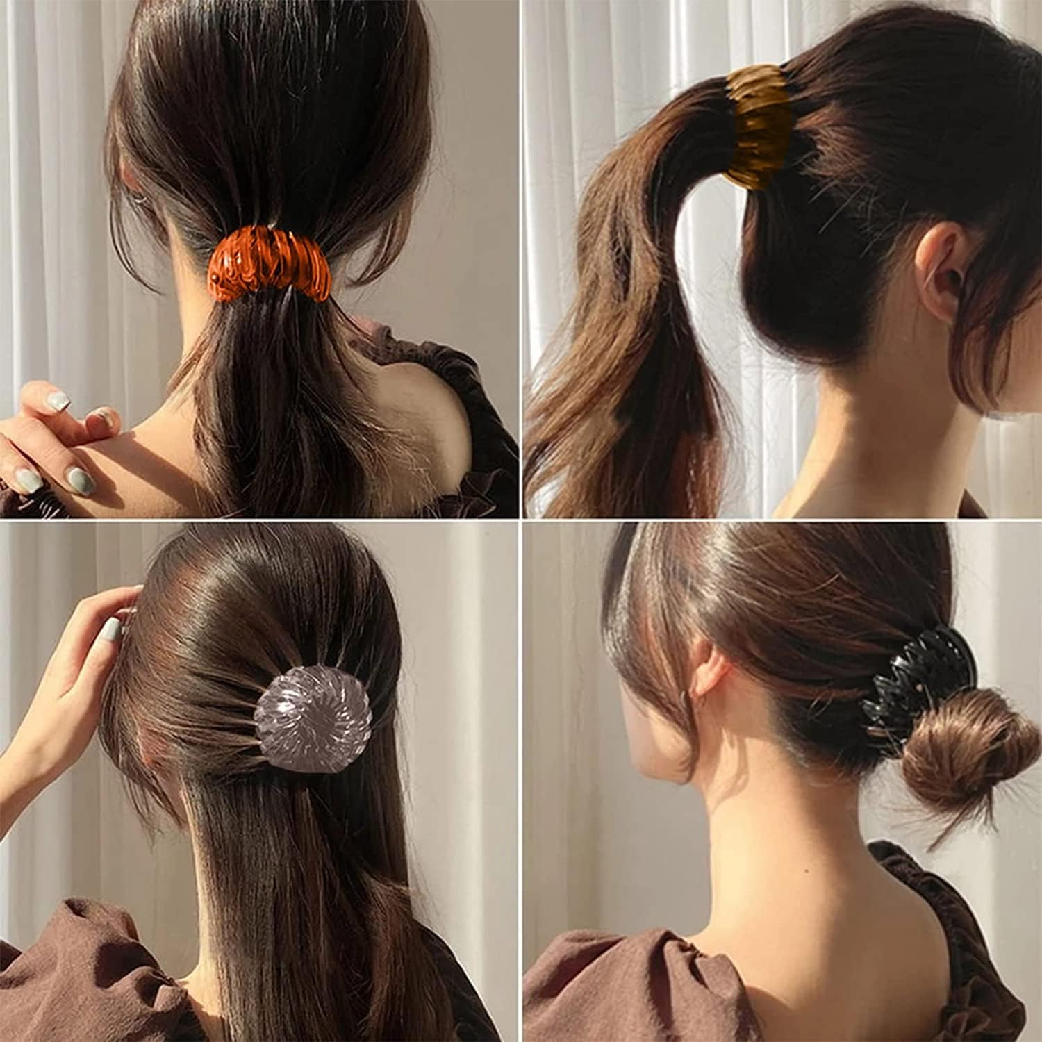 Pack of 4 Bird Nest Hair Clips Women'S Simple Ponytail Holder Haircut Bird Nest Hair Bobbles Expandable Headpiece Hair Band for Women Girls image number 2
