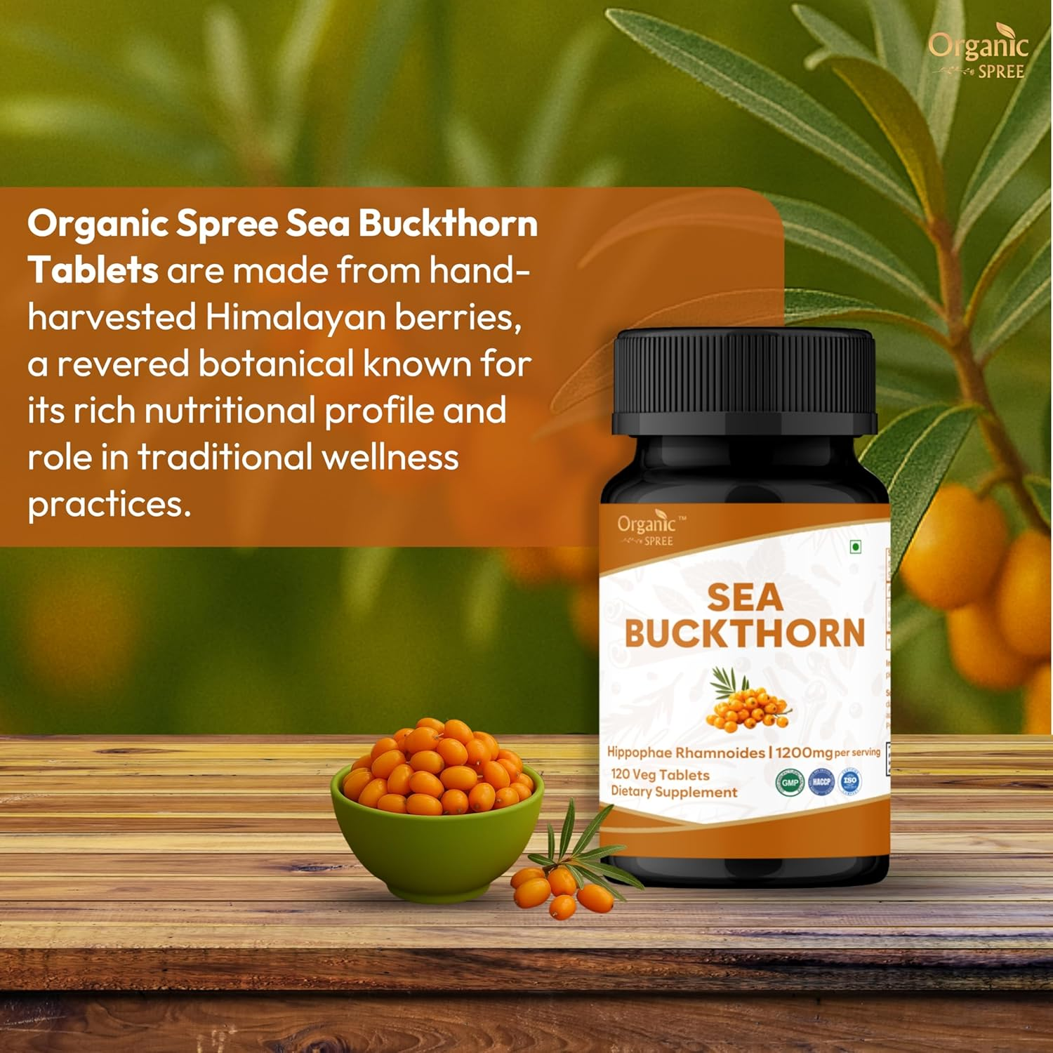 Sea Buckthorn 120 Tablets | Omega 7 | Hippophae Rhamnoides | GMP and HACCP Certified | 120Tab image number 6
