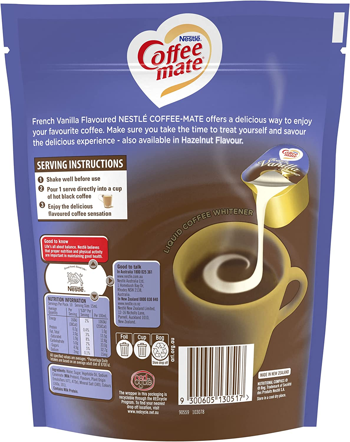 Coffee Mate French Vanilla Liquid Coffee Creamer 80 Count, 8X10 Pack