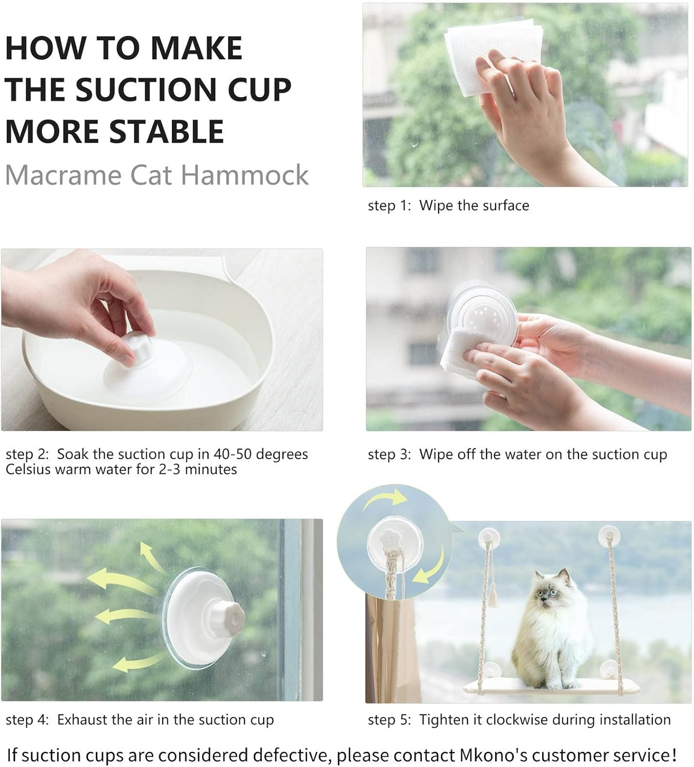 Mkono Cat Window Perch Macrame Boho Cat Hammock Wall Mounted Cat Bed for Indoor Cat, Pet Resting Seat Safety Space Saving Cat Shelves with Screw Suction Cups image number 5