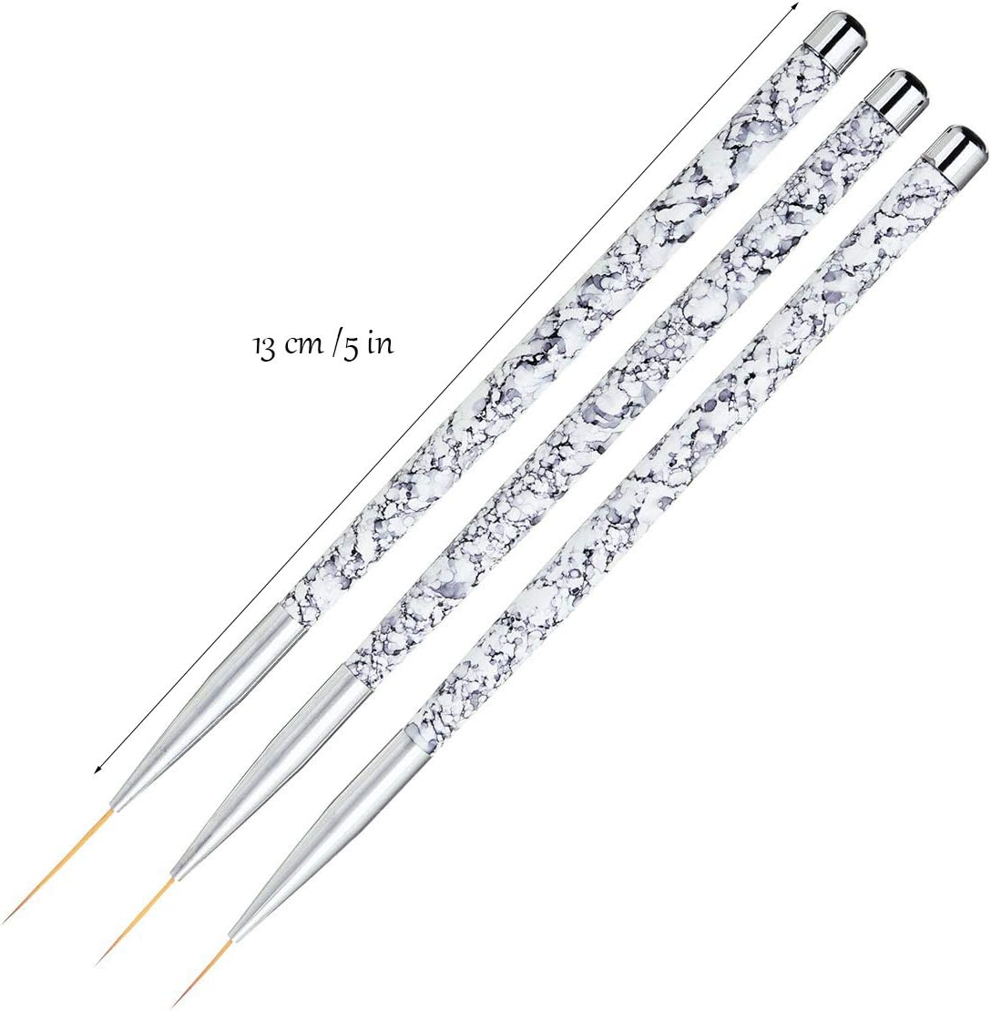 Tbestmax Professional Fine Nail Art Liner Brush UV Gel Painting Acrylic Nail Brushes Striping Brushes for Short Strokes, Details, Blending, Elongated Lines 3 Pcs image number 4