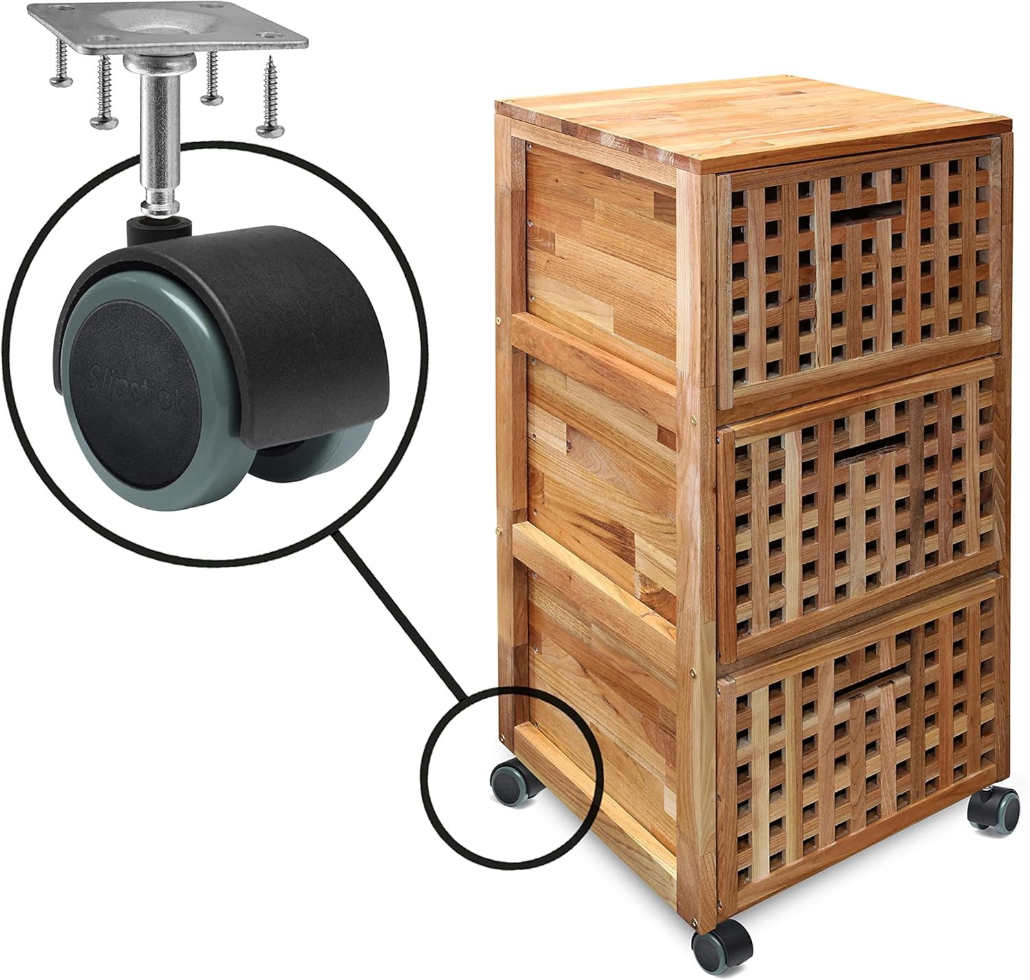 Slipstick CB681 2 Inch Floor Protector Rubber Caster Wheels (Set of 4) 5/16 Inch Stem or Top Plate Mounting Options - Black/Gray