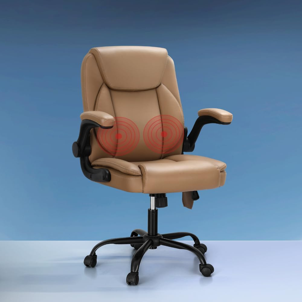 Artiss Massage Office Chair, PU Leather 2 Point Ergonomic Gaming Computer Desk Recliner Chairs Armchair for Room Executive Home, up to 105 Degree Back Recline Adjustment Espresso