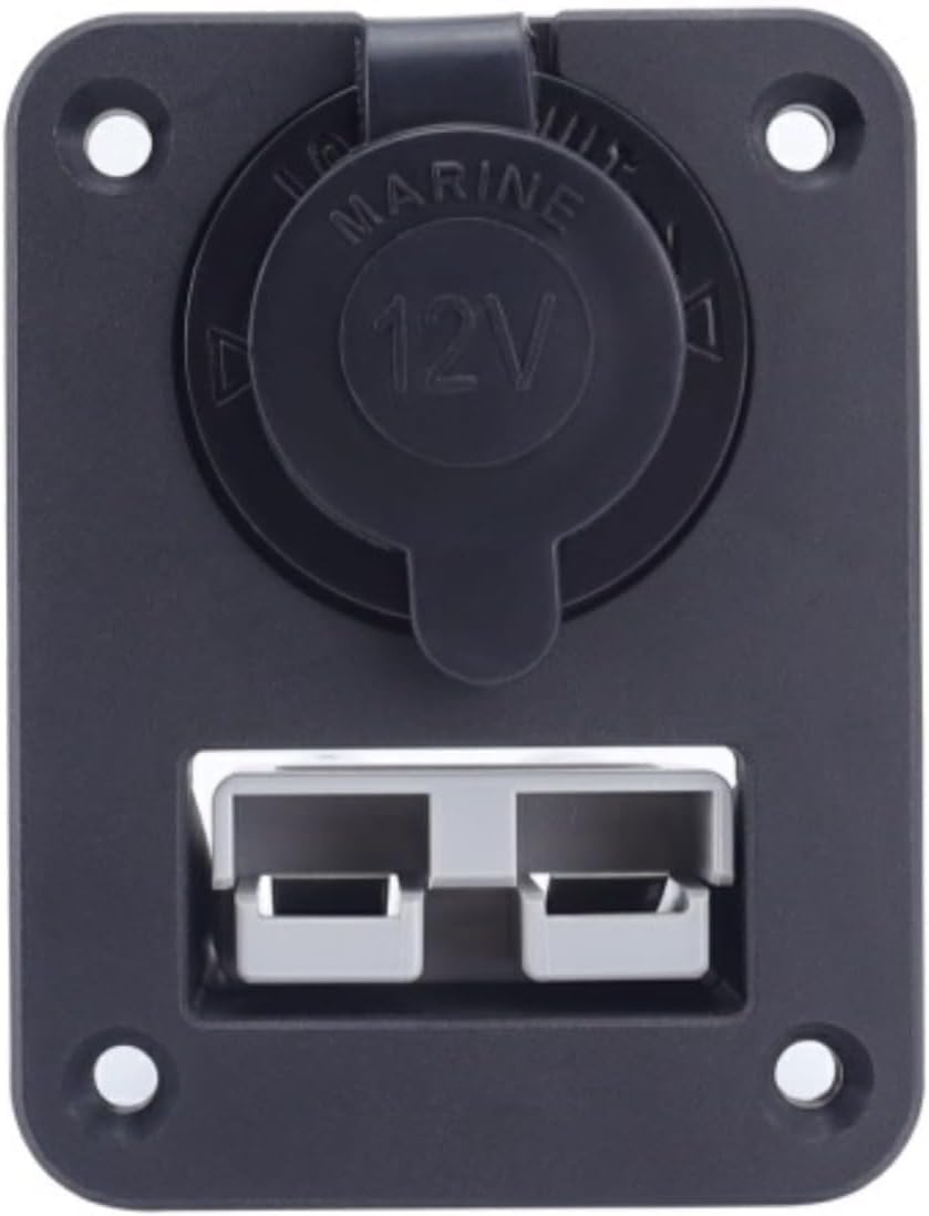2Pcs 50A Plug Mounting Panel for Anderson SB50 Series Connectors, Anderson Flush Mount Recessed Plate with 12V Power Outlet C-Igarette Lighter Baser for RV Car Boat Marine image number 1