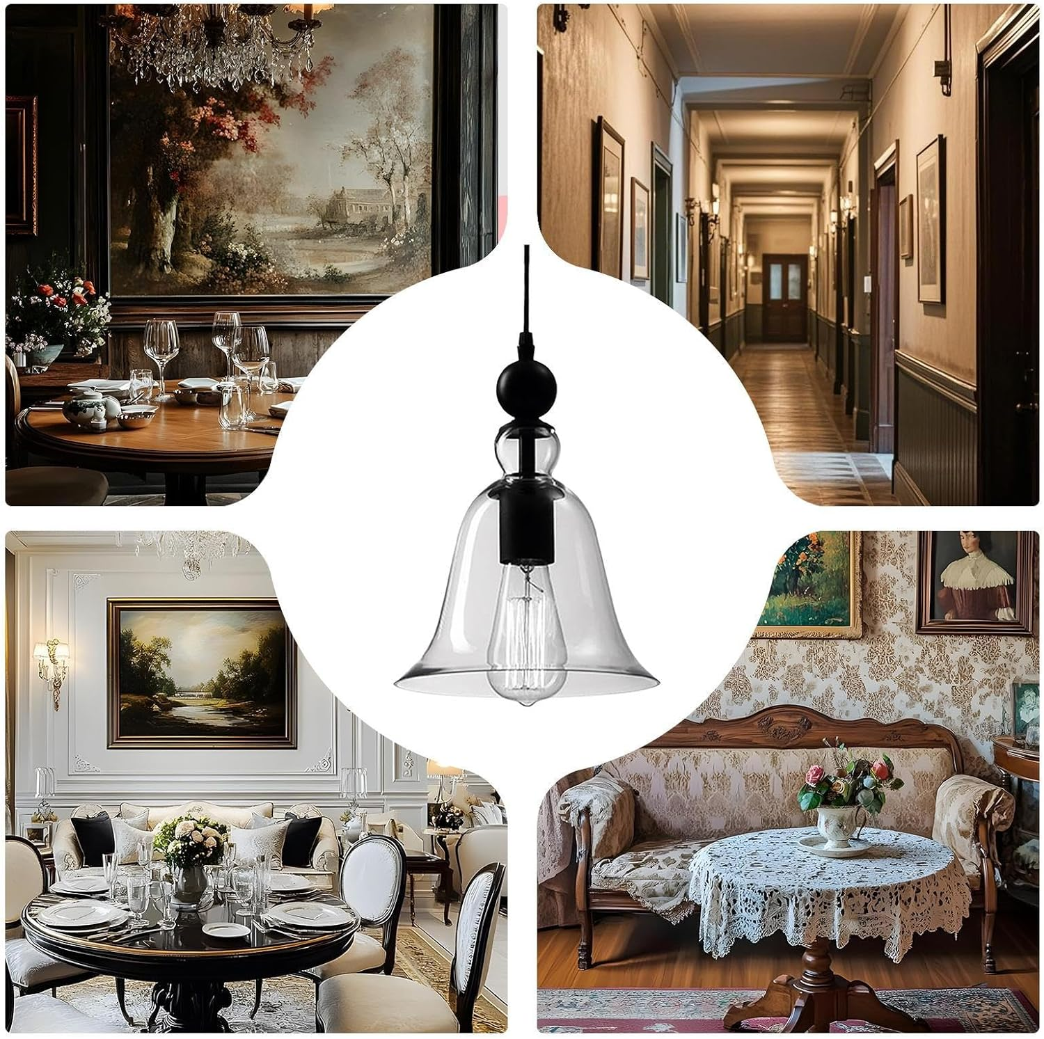 Generico Vintage Hanging Chandelier, Retro Ceiling Luminary Decorative Art | Rustic Hanging Lamp Soft Lighting for Entrance Porch Kitchen Stairs image number 5