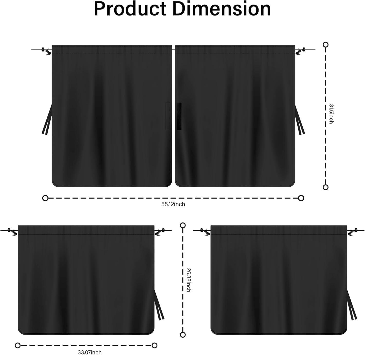 Car Privacy Curtains,Car Window Shades for Side Window & Rear Seat,Universal Vehicle Sunshade Blocking Accessories for Most Cars, Suvs, Trucks, and Vans (3PCS) image number 5